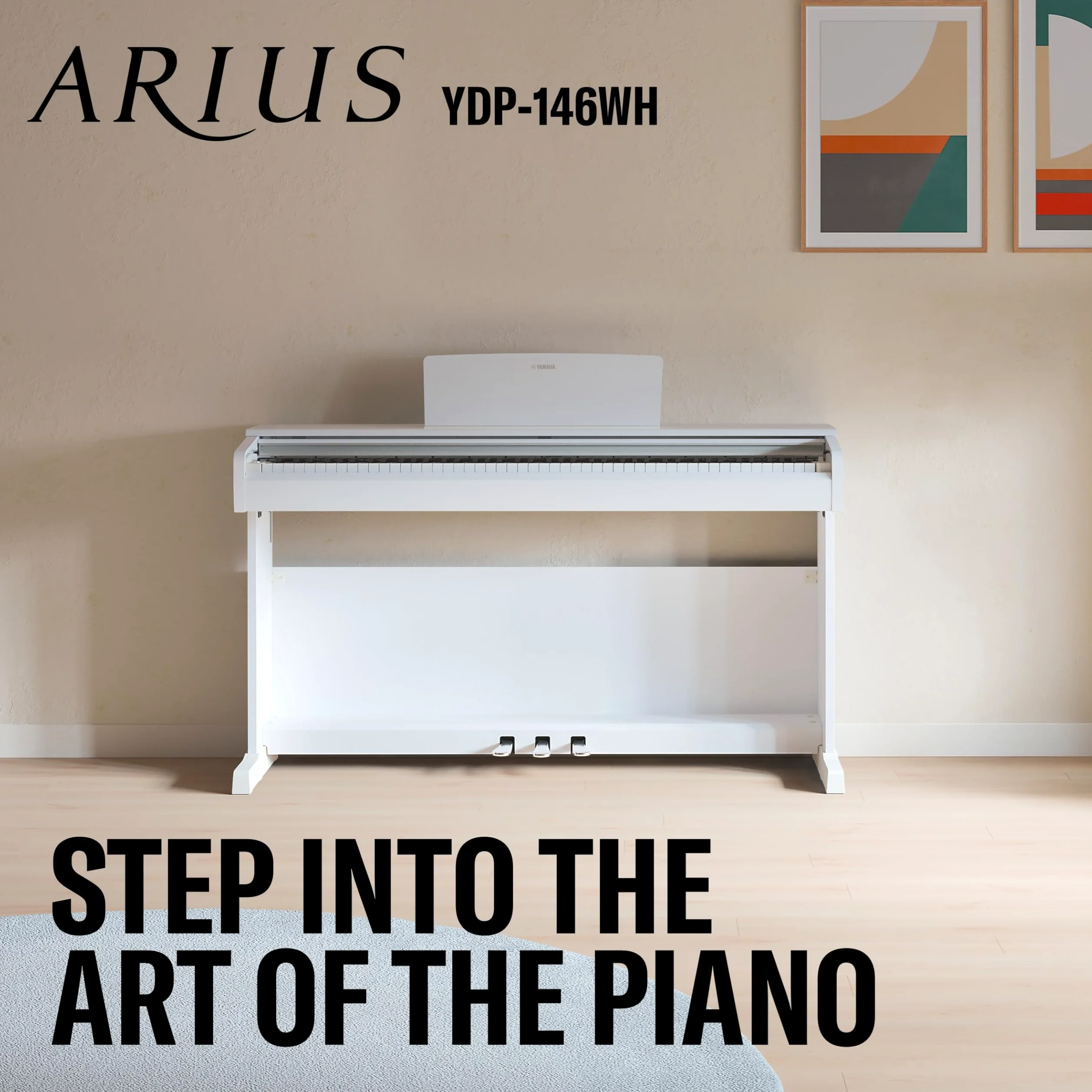 YAMAHA YDP-146 Pianoforte Digitale – 88 Tasti Pesati GHS, Suono CFX Concert Grand, Speaker Stereo 8W, Bluetooth, 3 Pedali, Ideale per Casa e Principianti – Bianco