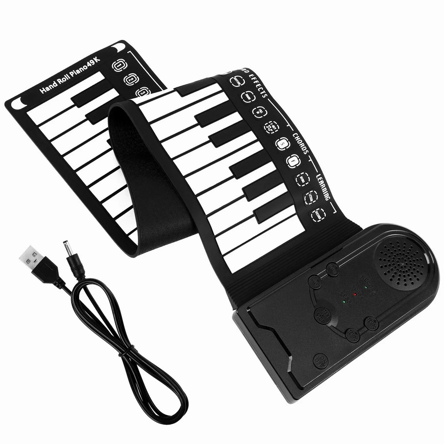 Baluue Pianoforte Digitale Portatile Funzione Registrazione e Ritmo Regolabile 49 Tasti Arrotolabile in Silicone per Principianti e Ragazzo Ragazza