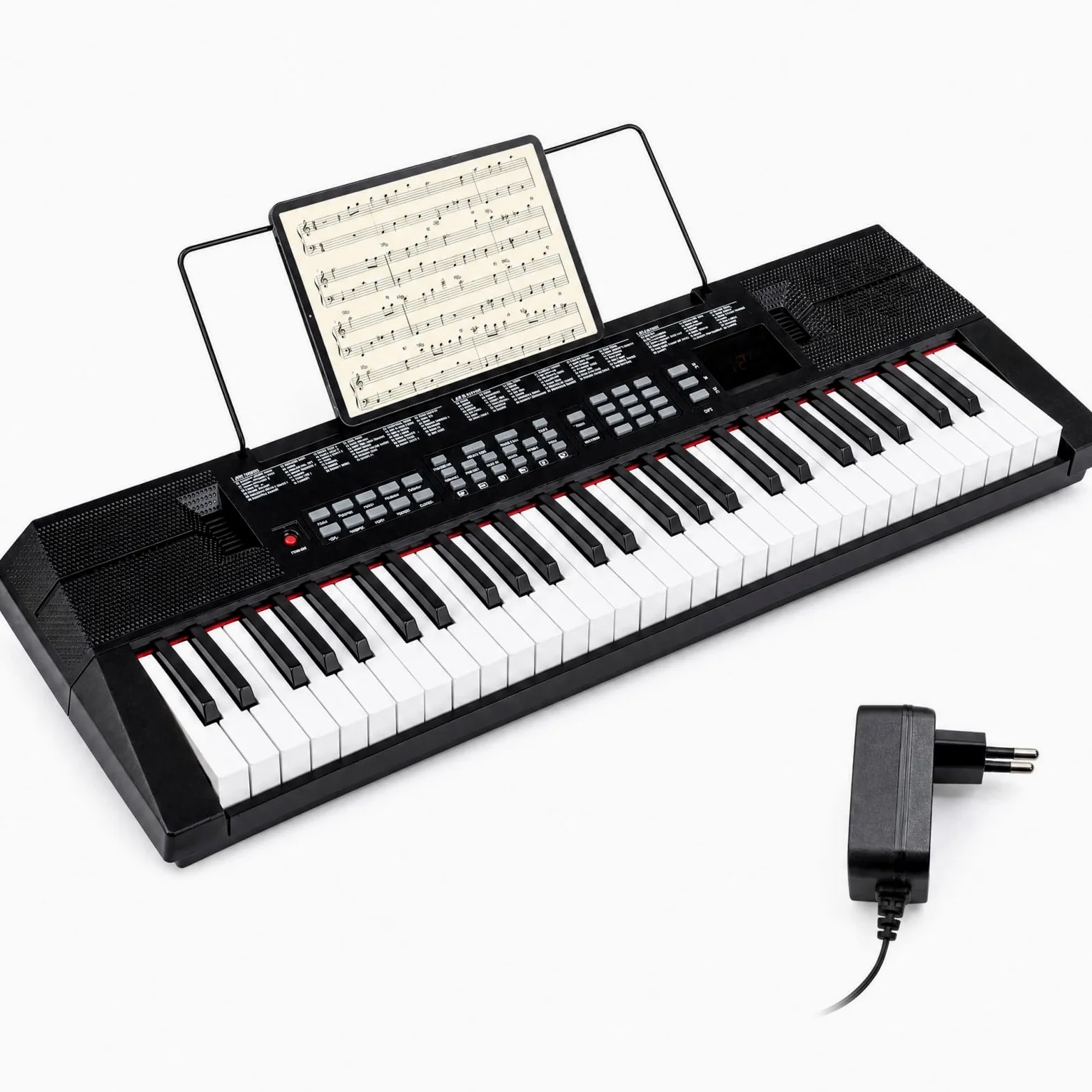 KOMFOTTEU Pianoforte Digitale 54 Tasti, con 200 Ritmi, 200 Suoni e 60 Demo | Tastiera Elettronica con Microfono e Leggio, Pianola Doppia Portatile e Leggera, per Bambini, Adolescenti e Adulti, Nero