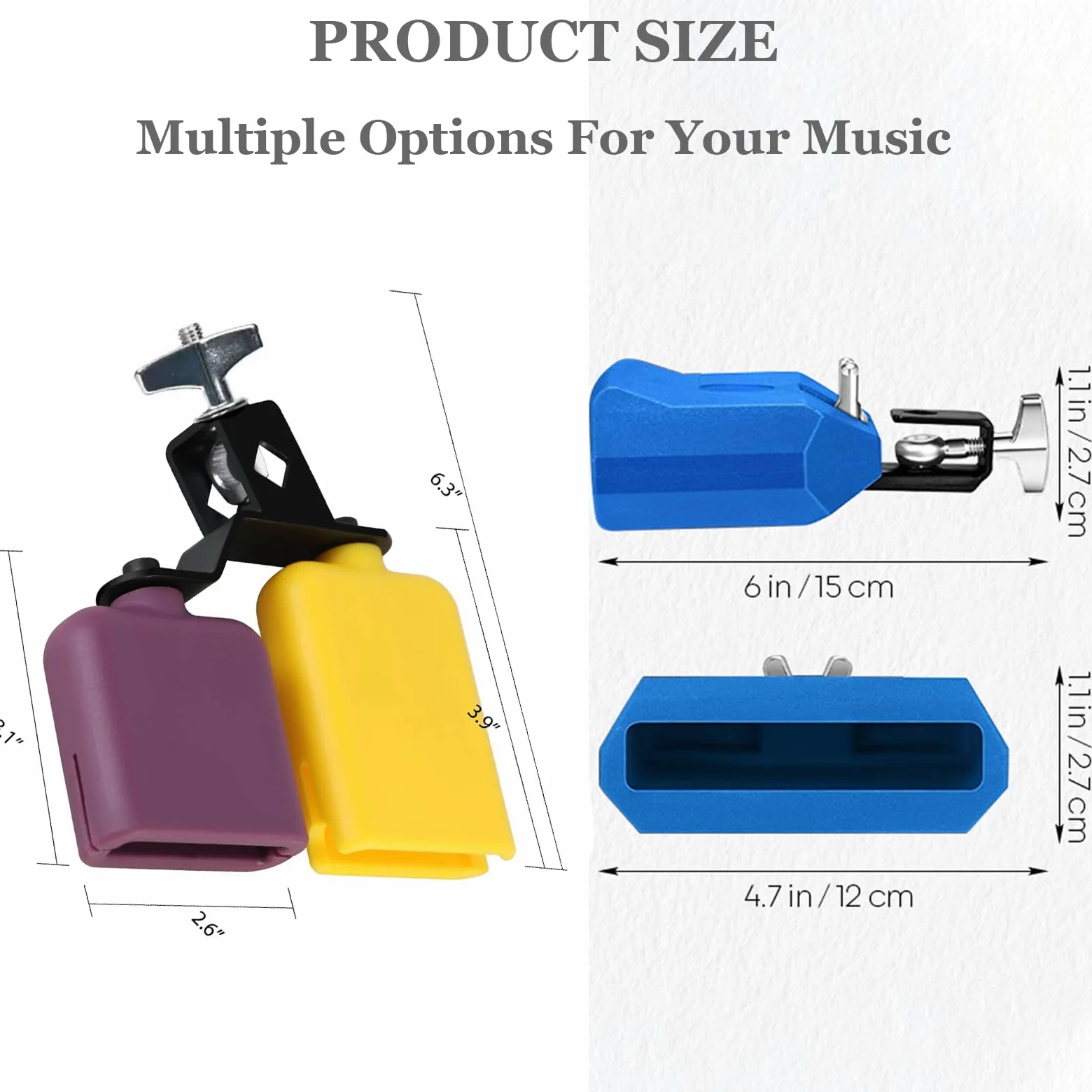 MOONBACK Jam Block Set, Plastic Cow Bell Double Sambago Bell e Blocco Percussioni Musicali, Latino Percussione Strumento Kit