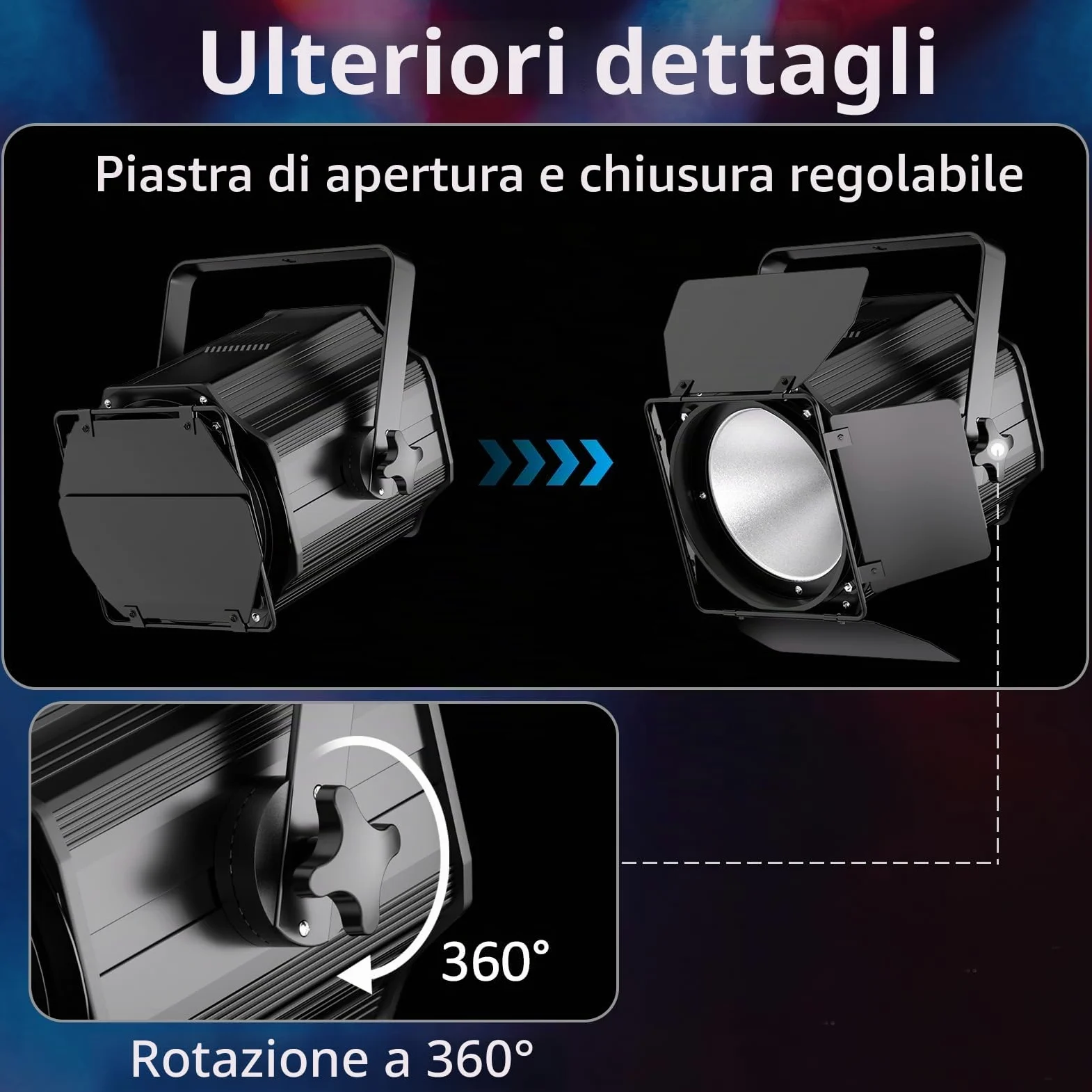 200W COB LED Par faretto 6 in 1 RGBWA+UV Luci da Palcoscenico 3500~7500 K par led con DMX/Sound/Master-slave COB luce Fari per palco, DJ, feste, matrimoni, chiese dramma