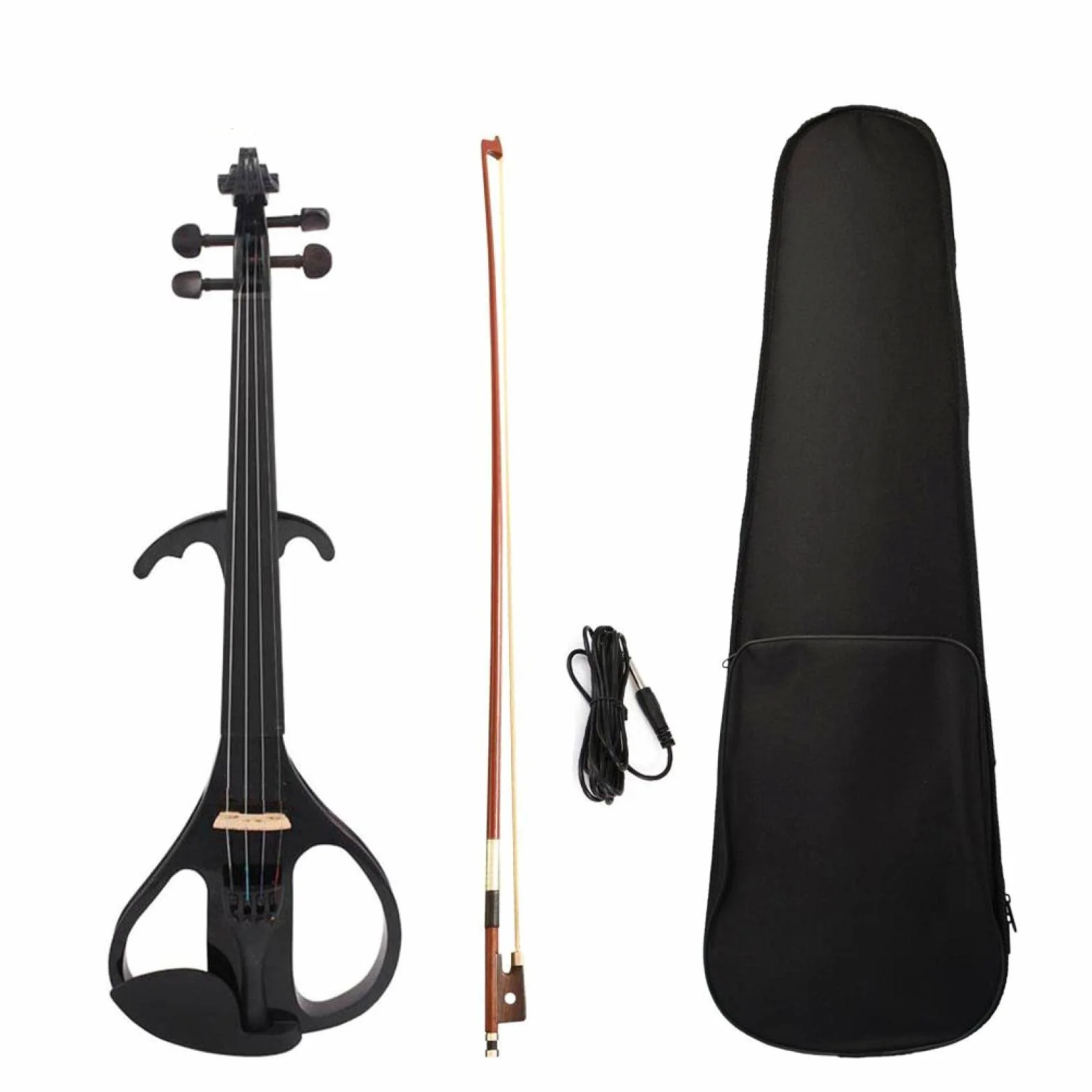 Violino elettronico E Violino elettrico 4/4 Tastiera in legno d'acero Tastiera in ebano Strumenti musicali con arco in legno di Brasile con custodia