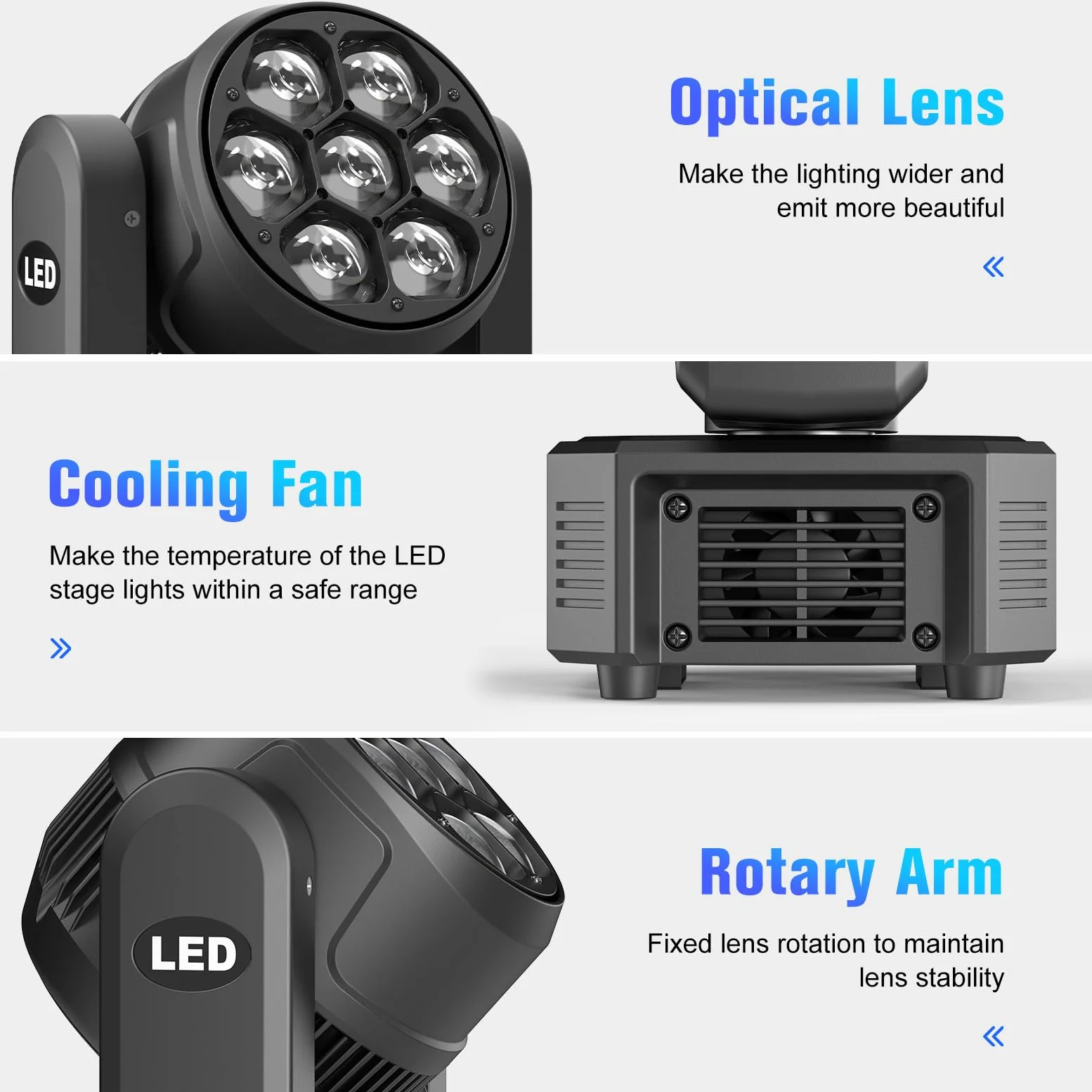 Teste Mobili 7X40W Luci RGBW Beam Funzione Zoom Effetto Luci Discoteca DMX 23CH/35CH/51CH per Natale Feste Concerti Club