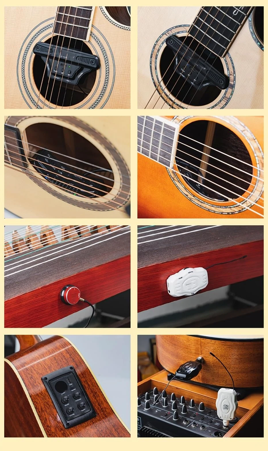Pickup Chitarra Acustica Professionale Pickup per buca acustica per chitarra acustica nero opaco folk da esterno