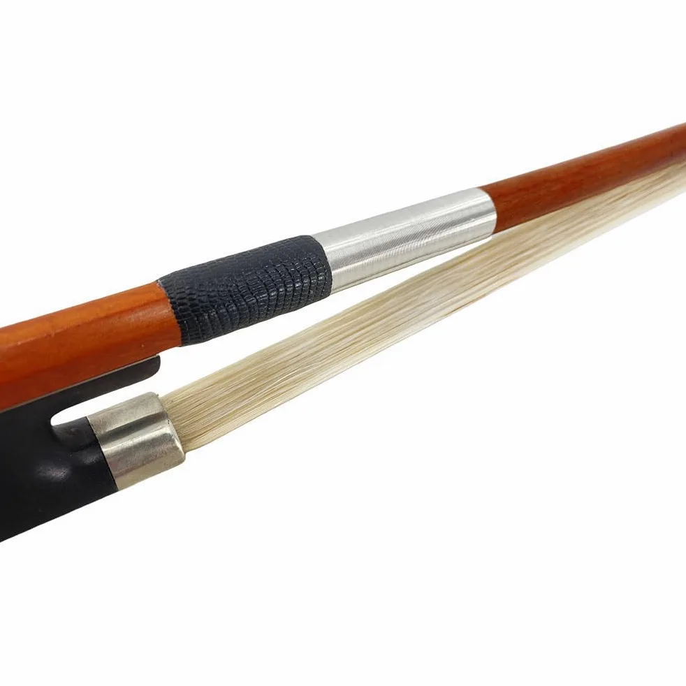 Archetto per contrabbasso 3/4 stile francese in legno di Brasile con rana in ebano naturale Mongolia Bow Hair ben bilanciato