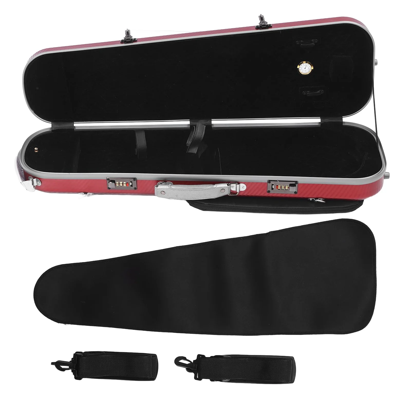 Asixxsix Custodia per Violino 4/4, Custodia Rigida per Violino in Fibra di Carbonio Portatile Leggera con Igrometro Incorporato per Riporre Violini a Grandezza Naturale