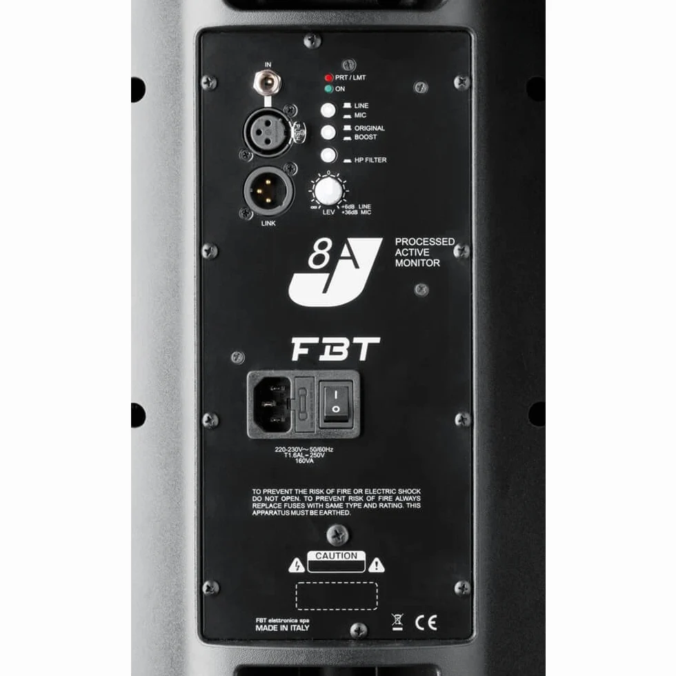 2 x FBT J8A Altoparlante Attivo 8 "250W Disco DJ Monitor PA Sistema Audio