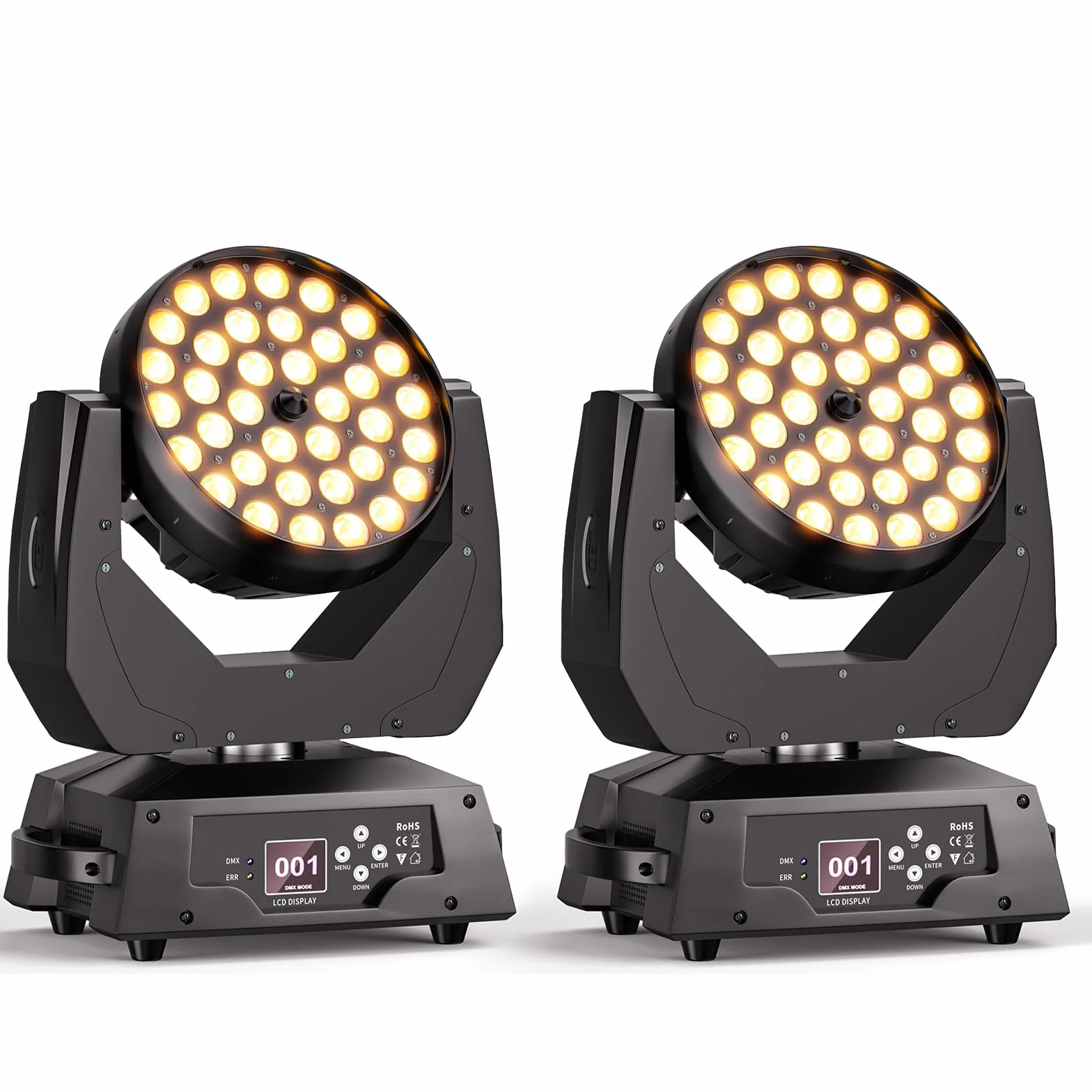 2PCS 36X10W Teste Mobili DMX512 RGBW 4 in 1 Zoom Beam Wash Effetto Luci Discoteca lluminazione palcoscenico per Professionali DJ Natale Feste Club Concerti