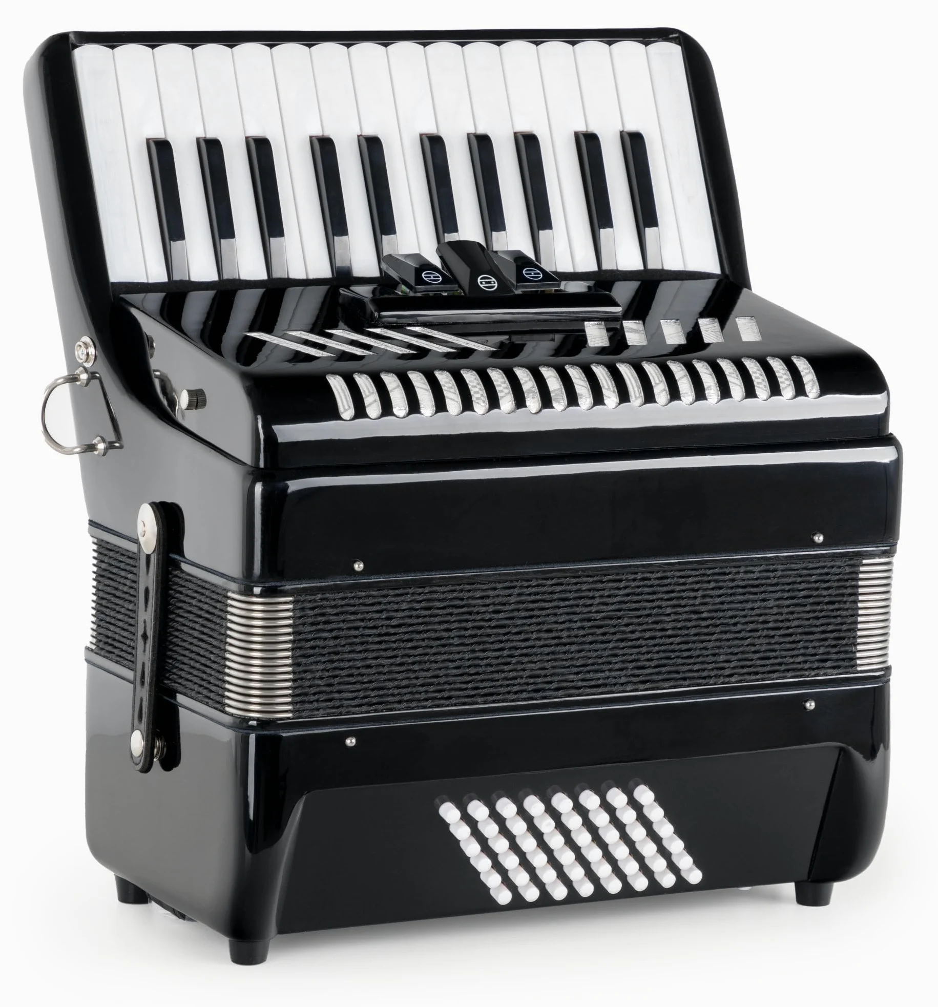 Fisarmonica Classic Cantabile 48 Bass "Secondo V" Set Nero, 2 cori | Fisarmonica 48 bassi, 26 tasti diatonici, 48 bottoni bassi, 3 registri diatonici, 2 tracolle regolabili in lunghezza, 9 kg