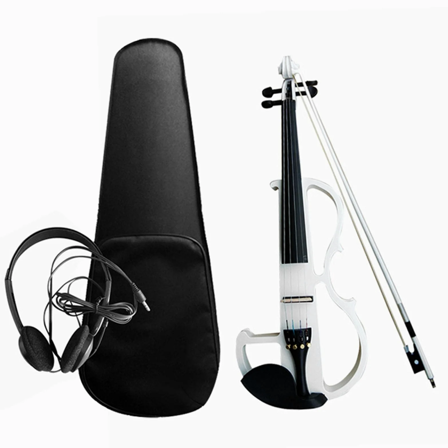 4/4 kit violino elettroacustico in legno massello elettrico silenzioso violino stile tiglio corpo tastiera in ebano pioli bianchi