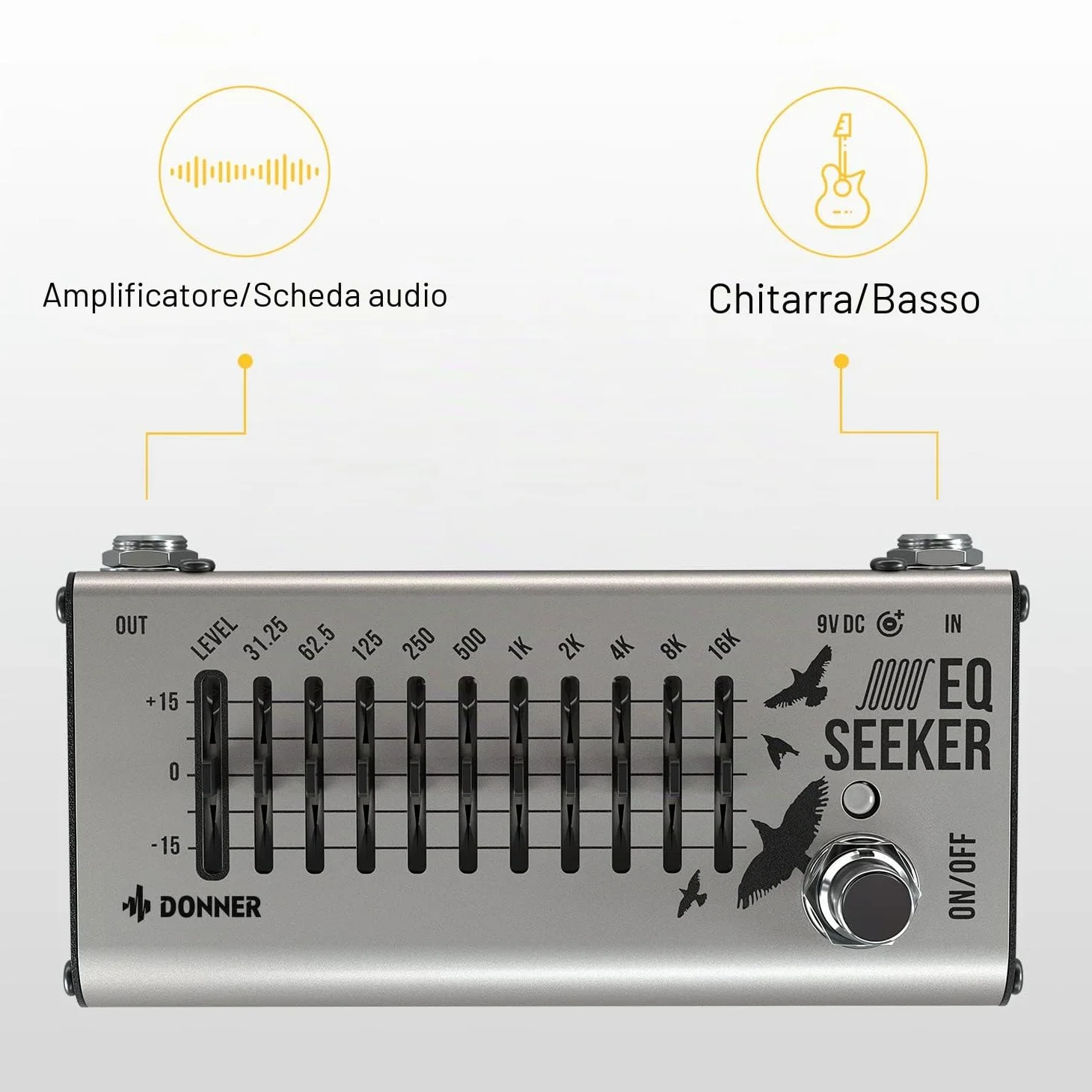 Pedale EQ Donner, equalizzatore a 10 bande, EQ Seeker per chitarra e basso, true bypass
