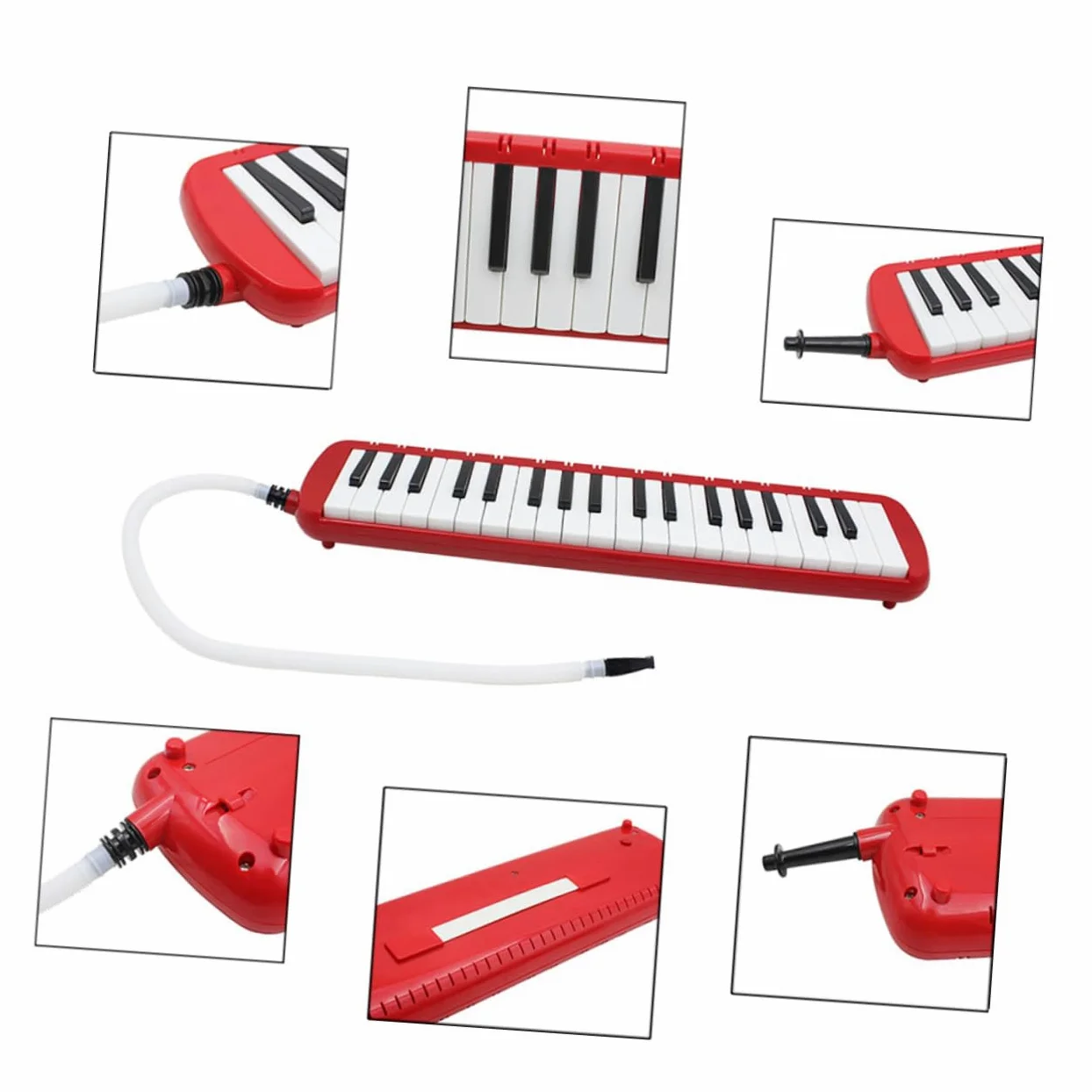 Melodica Strumento Musicale con Custodia 37 Tasti Rosso | Abs, Peso Leggero, senza Batterie, Borsa Integrata per Trasporto e Conservazione