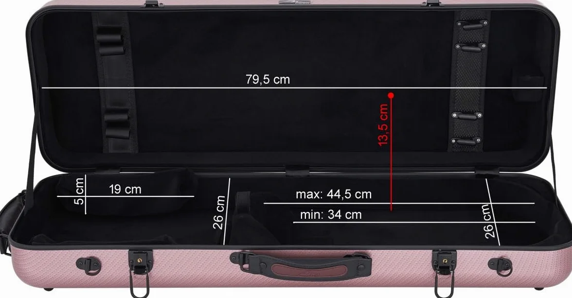 Custodia per Viola Fiberglass 38-43 Oblong special rosso M-case + borsa musicale