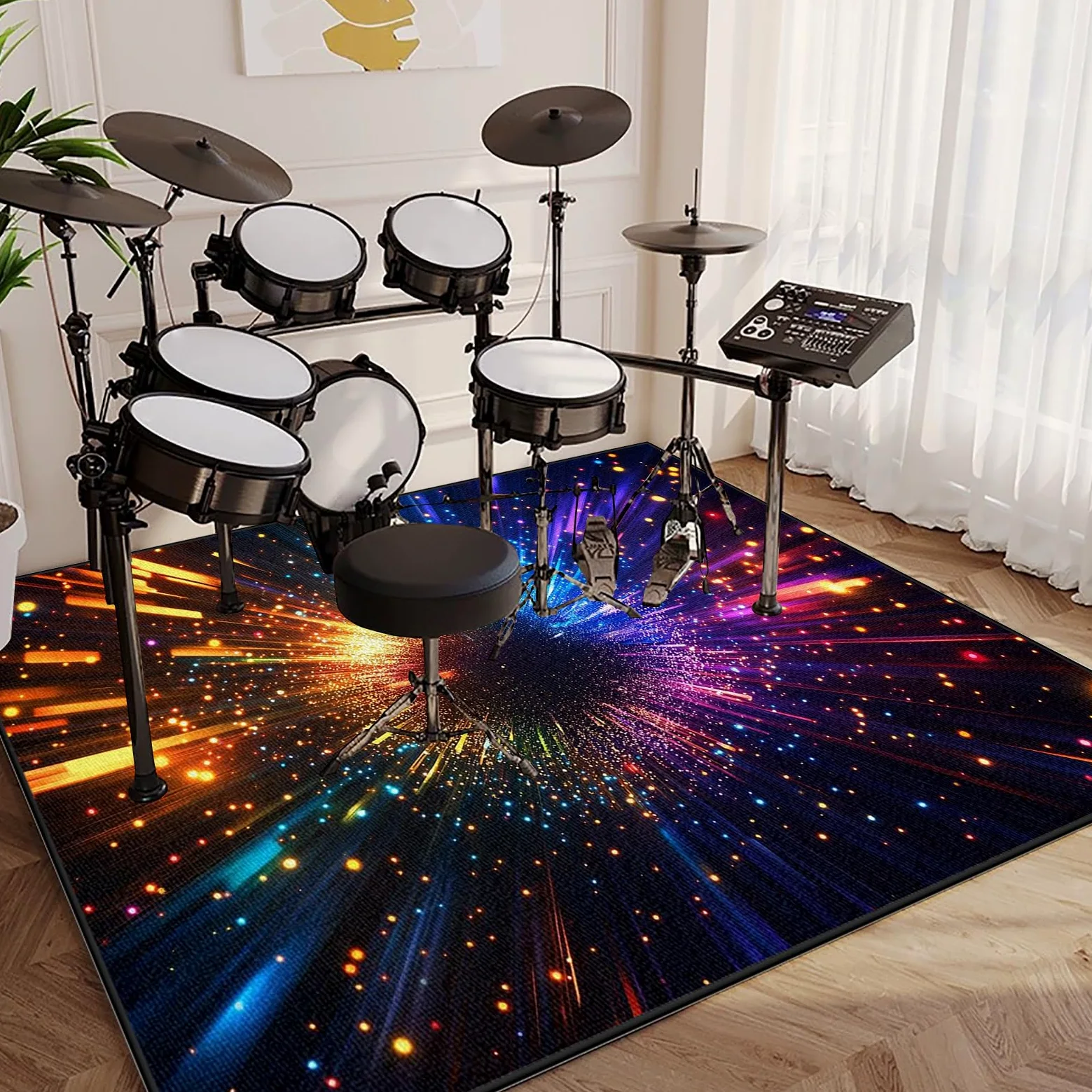 Tappetino per Batteria Elettronica, Tappeto Batteria Insonorizzato, Drum Carpet per Rullante Grancassa Tamburo Jazz Batteria, Tappetini Strumenti Musicali 180 x 140 cm