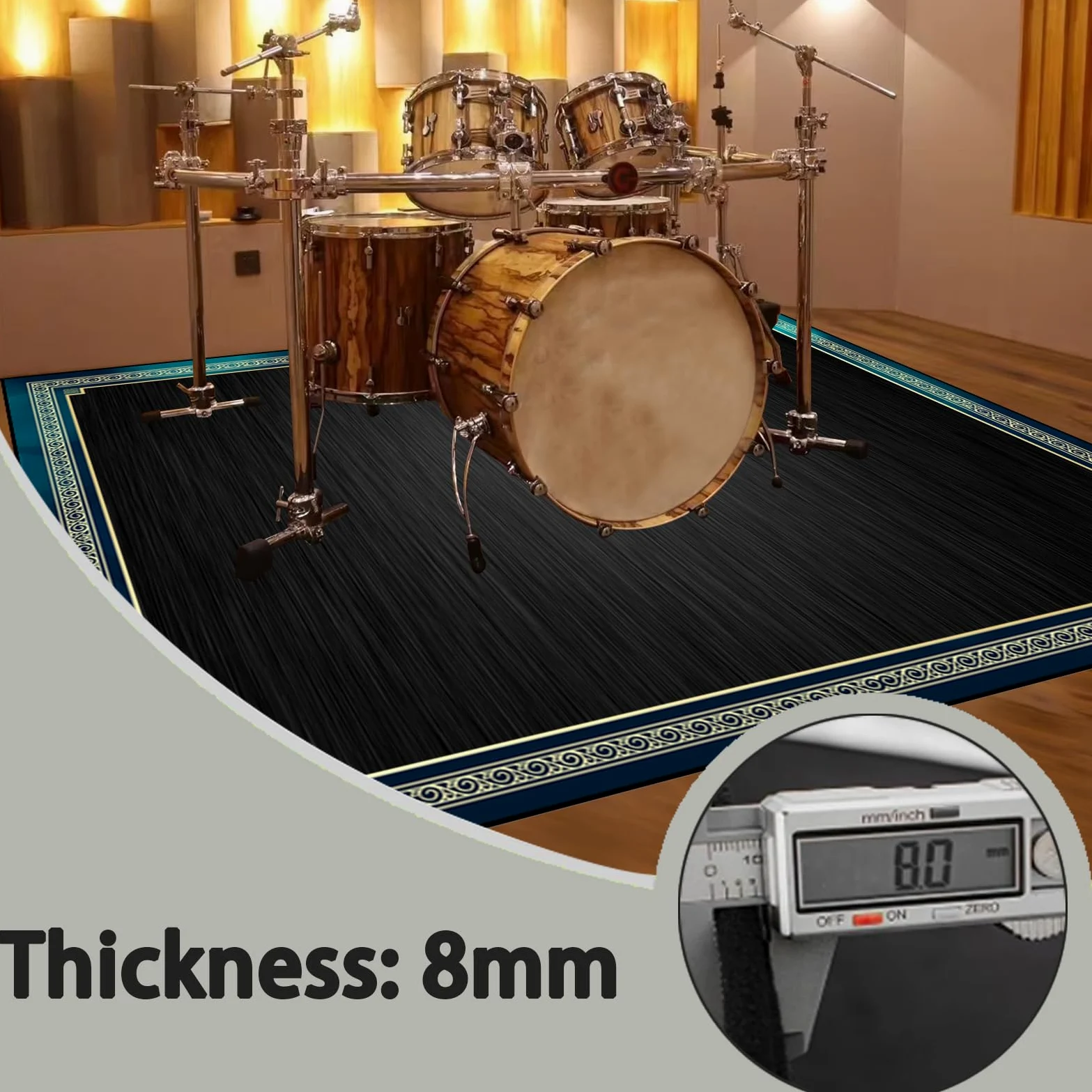 230 x 180 cm Tappeto per Batteria Acustica Tappeto Drum Antiscivolo Tamburo Tappeto, Tappeto Batteria Elettronica Professionale Assorbimento degli Urti Insonorizzato Antiscivolo Tappeto a Tamburo