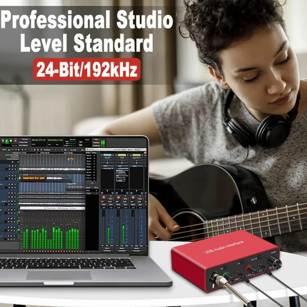 192KHz USB Audio Interface Scheda audio XLR Interfaccia Studio per Podcast Apparecchiature di Registrazione Professionale