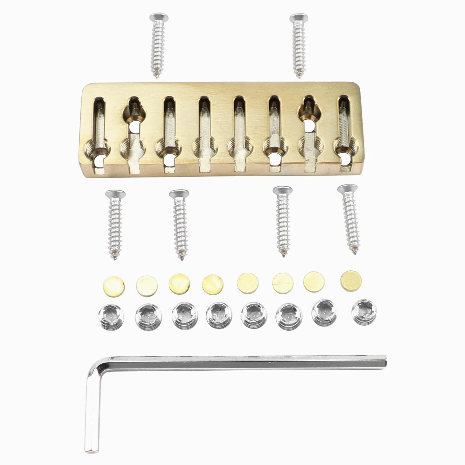Dado di bloccaggio a 8 corde in lega di titanio per ponte chitarra senza testa in metallo per chitarra elettrica a 8 corde (vuoto oro 49 mm x 18 mm)