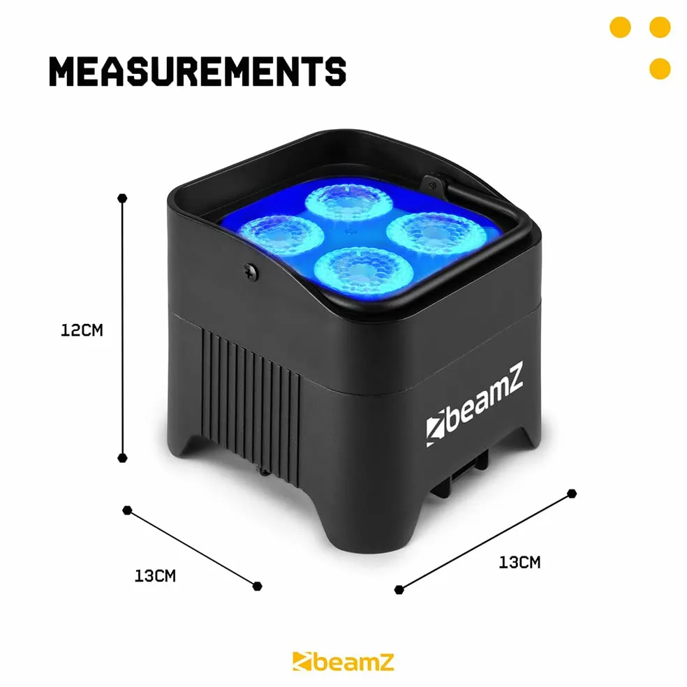 BeamZ BBP94W - Uplighter a batteria senza fili, rondella da parete LED da 48 W con controllo DMX, luce par alimentata a batteria ricaricabile per eventi, illuminazione verticale ed effetti di lavaggio
