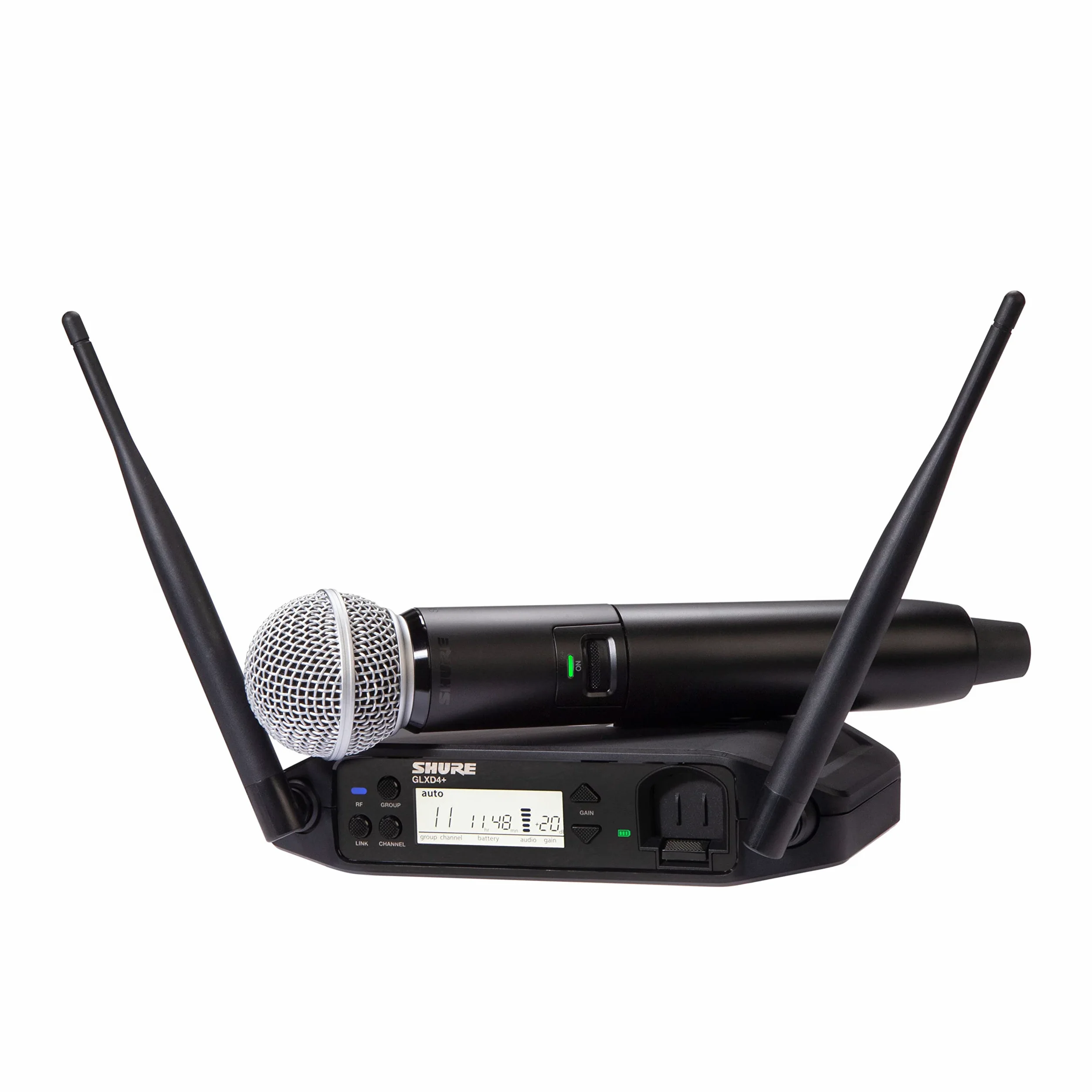Shure GLXD24+/SM58 Microfono wireless digitale professionale per chiesa, karaoke, voci, durata batteria 12 ore, raggio 30m, Microfono vocale a mano SM58, ricevitore singolo canale
