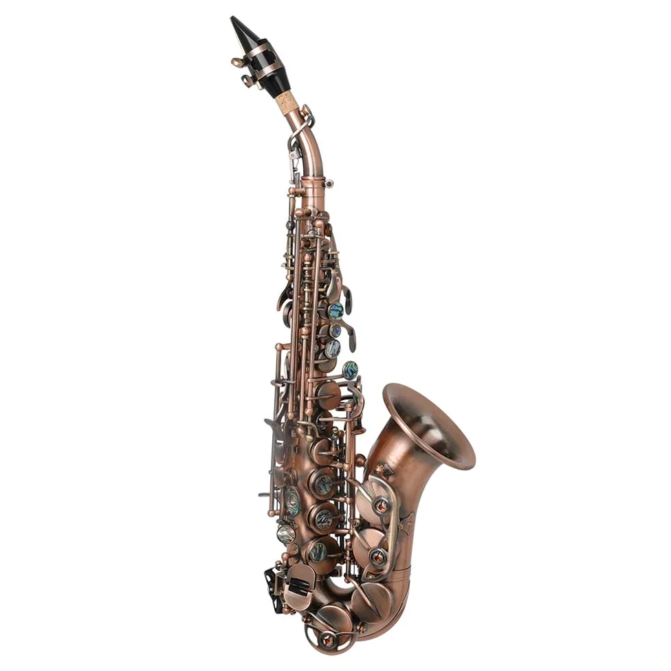 Naroote Sassofono Soprano Curvo, Strumento Tuba, B Piatto con Custodia e Sassofono Soprano, per Principianti di Musica, Artisti