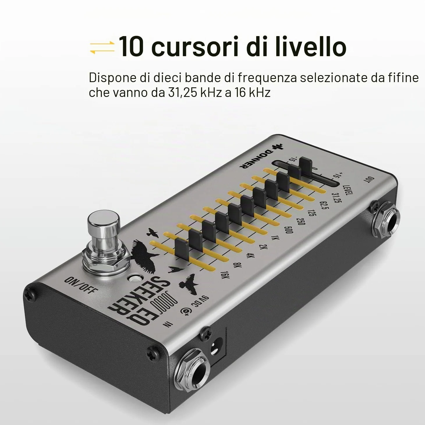 Pedale EQ Donner, equalizzatore a 10 bande, EQ Seeker per chitarra e basso, true bypass