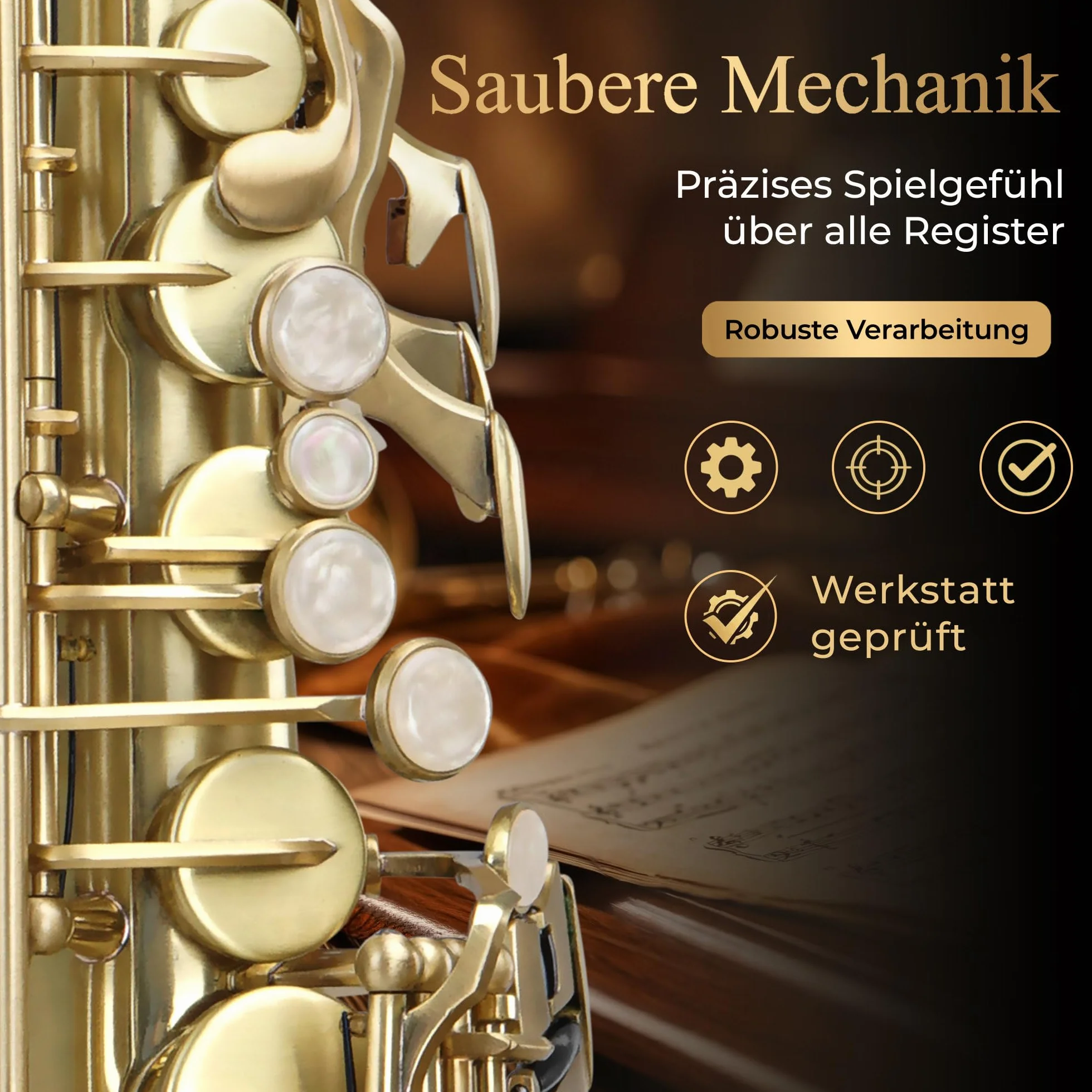 Classic Cantabile AS-450 Spazzolato Eb Set Sassofono Alto, Chiave Fa# alta | Sax alto in ottone, Spazzolato a mano opaco, Verniciato trasparente, Suono pieno e caldo, Risposta rapida, Buona intonazione