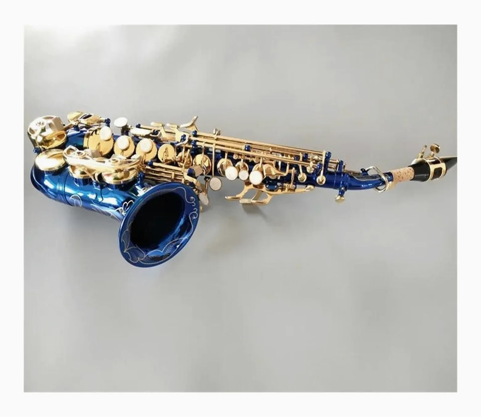 sassofono Sassofono soprano curvo blu Si bemolle in ottone blu cielo oro sax con bocchino custodia
