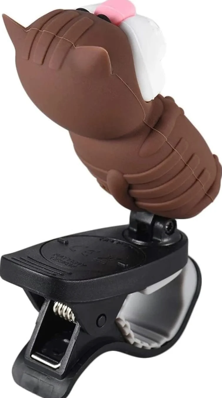 Cartoon Cat Clip-On Tuner Display LCD for Chitarra cromatica Basso Violino Ukulele Strumento a Corde(Brown)