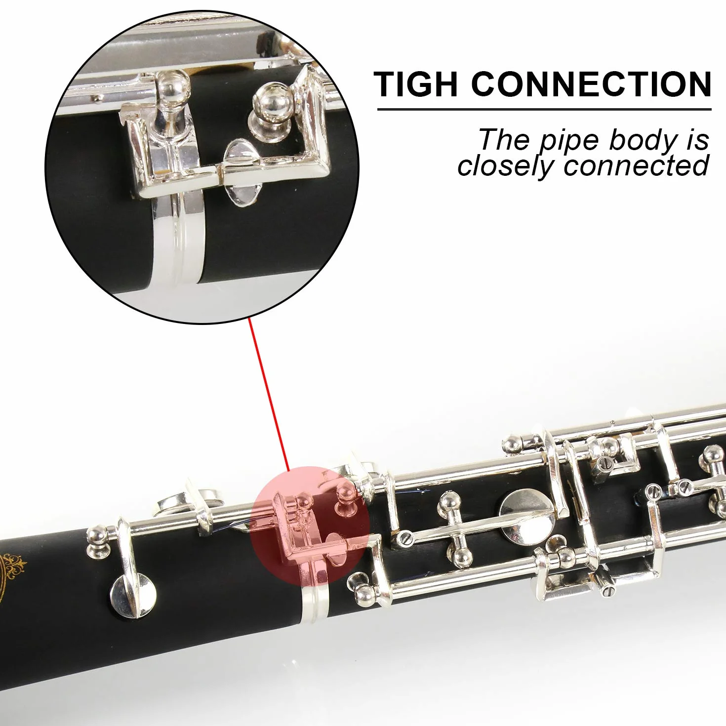 Rochix Oboe per principianti, livello SF15, corpo in legno composito placcato argento, tono completamente automatico, con 2 ance, 1 panno per la pulizia, 1 tampone per oboe, 1 poggia pollice, 1