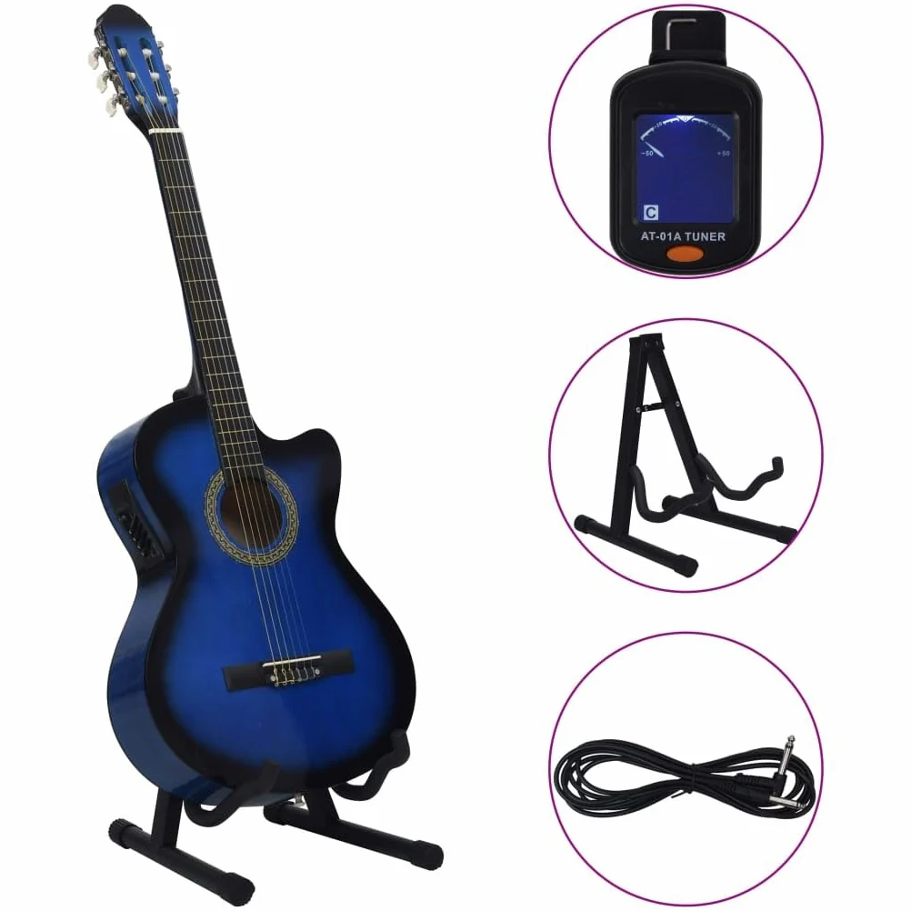 Set Chitarra Western 12 pz con Equalizzatore e 6 Corde Blu-70141
