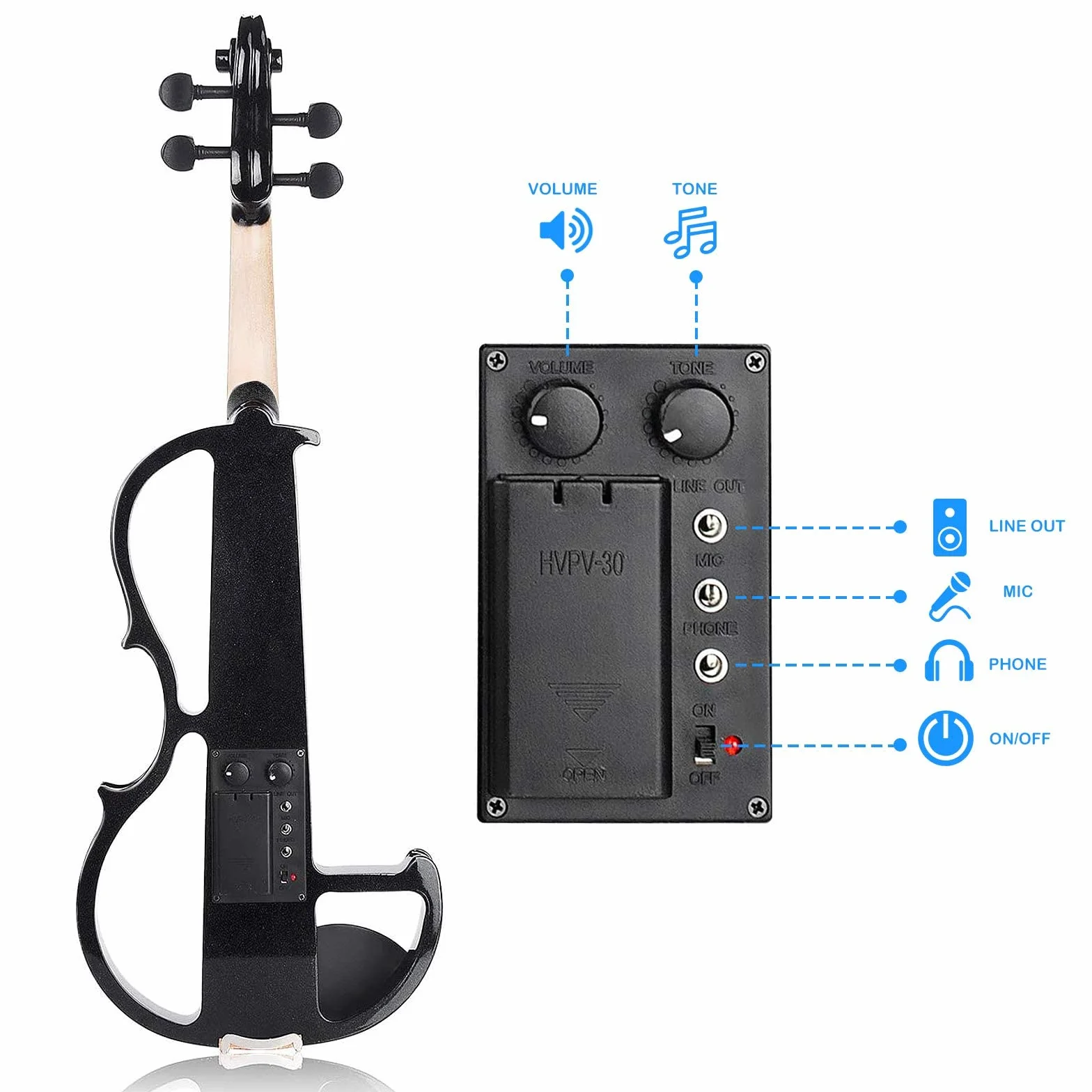 Vangoa Elettrica Silenzioso Violino 4/4 Full size Legno D'acero Violini per Principianti Studenti Adulti Adolescenti con Kit di Partenza, Nero