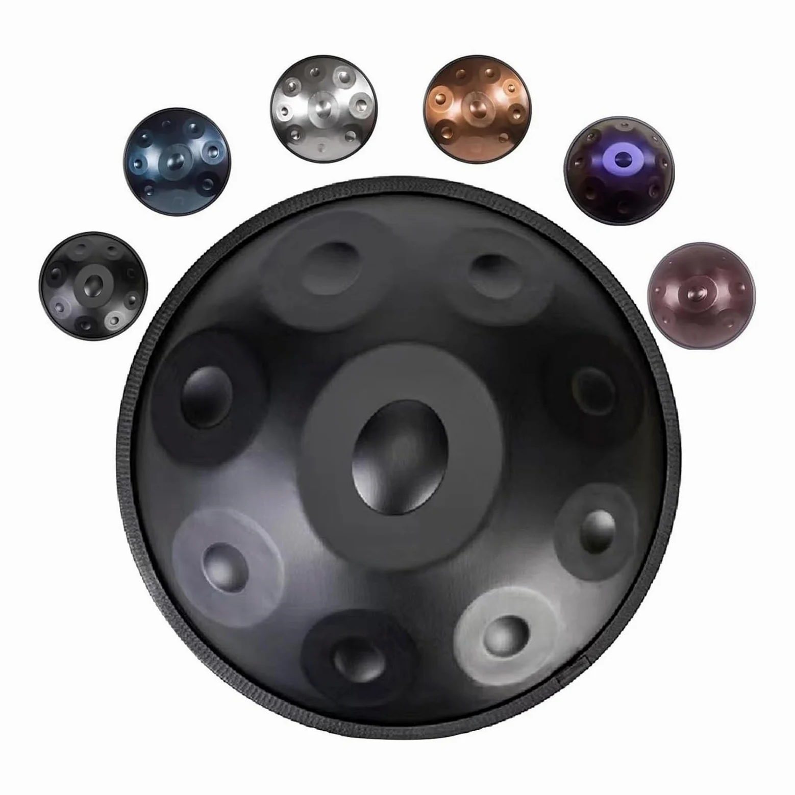 Handpan Drum 432Hz/440Hz, 9/10/12 Note Strumento A Percussione da 55cm Con Treppiede, Steel Tongue Drum, Handpan in Acciaio per Meditazione, Yoga e Guarigione Sonora(Black,432HZ/12Note)