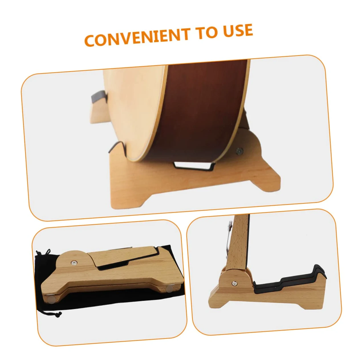 Abaodam Supporto per Chitarra in Legno Leggero e Pieghevole Design Staccabile, Adatto a Basso e Violino per Music Room e Negozio di Strumenti Musicali