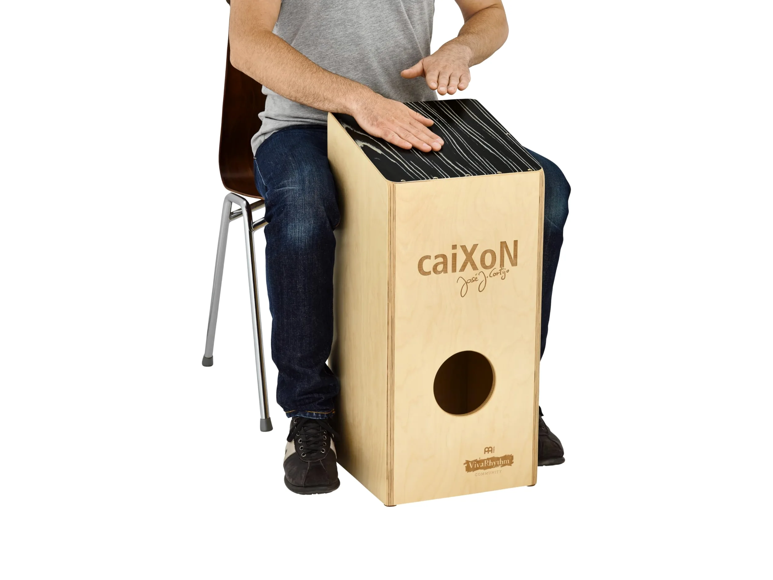 Meinl Percussion Caixon Cajon Instrument - Drum Box Oversize con Suono Rullante - Superficie di Suono in Striped Onyx (VR-CAIX)