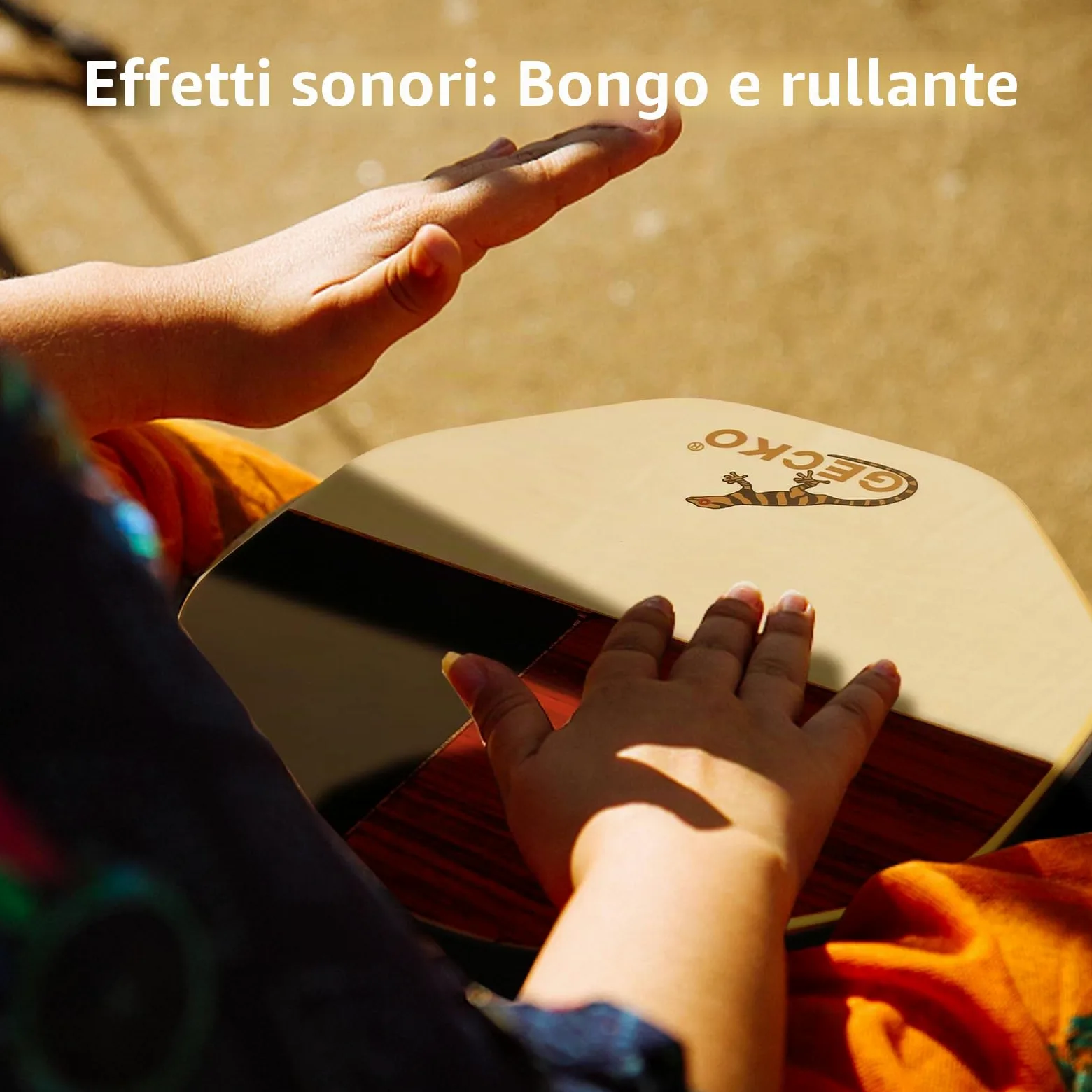 GECKO Cajon, Tamburo portatile con borsa portaoggetti, strumento a percussione originale, bong e rullante, garanzia di 2 anni (nuovo modello)