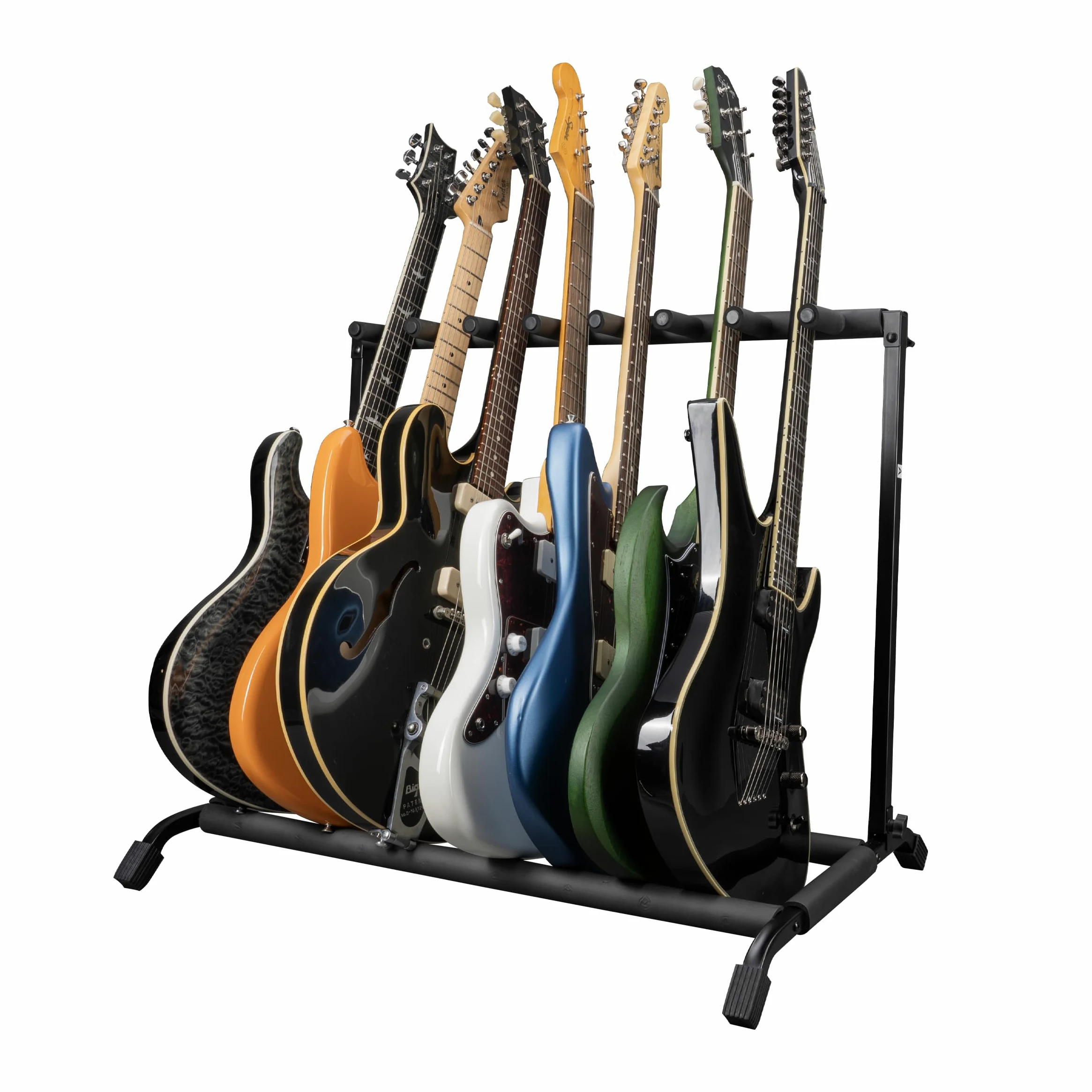 Gator Frameworks – Supporto Pieghevole per 7 Chitarre, Struttura in Acciaio Verniciato a Polvere, Imbottitura in Schiuma, Compatibile con Chitarre Elettriche, Acustiche e Bassi (RI-GTR-RACK7)
