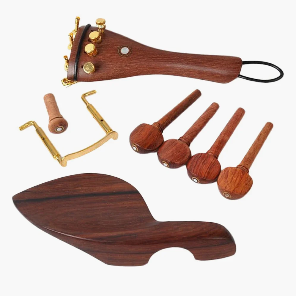Set di 2 pezzi in palissandro 4/4 violino parti mentoniera accordatura pioli cordiera accordatori puntale