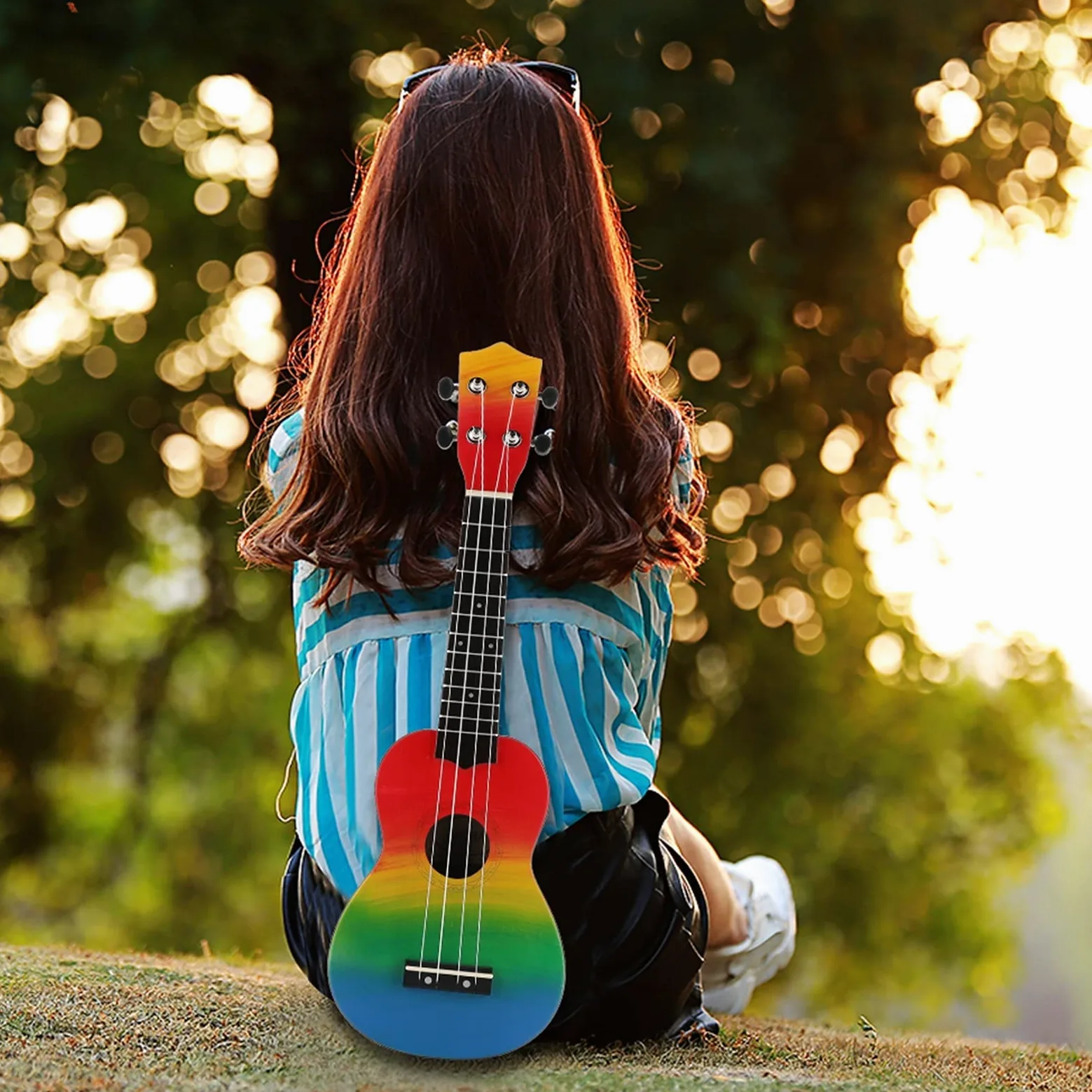 Ukulele 21 Pollici Ukulele in Legno 4 Corde Chitarra Portatile 21 '' Chitarra Chitarra Mini Chitarre per Principianti Regalo per Bambini Concerto Ukulele
