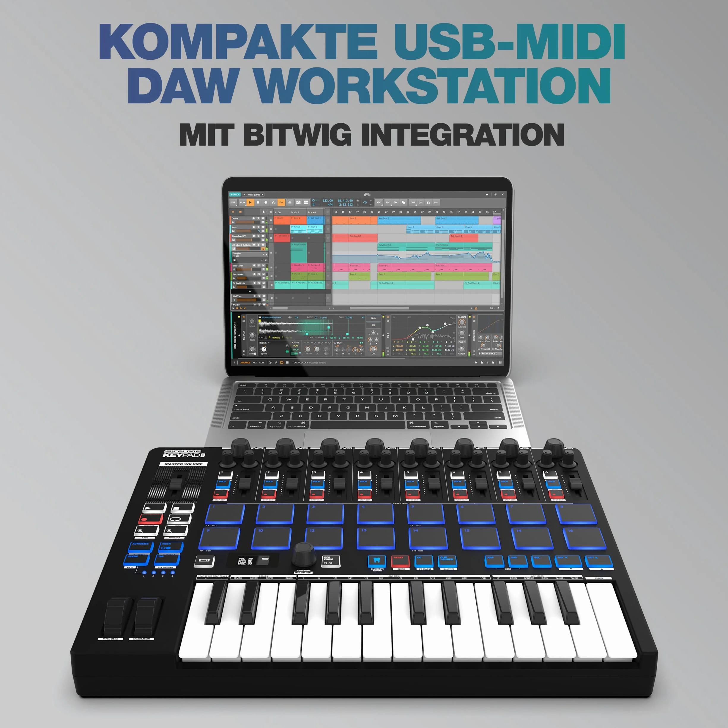 Reloop Keypad Pro - Workstation DAW compatta con MIDI wireless
