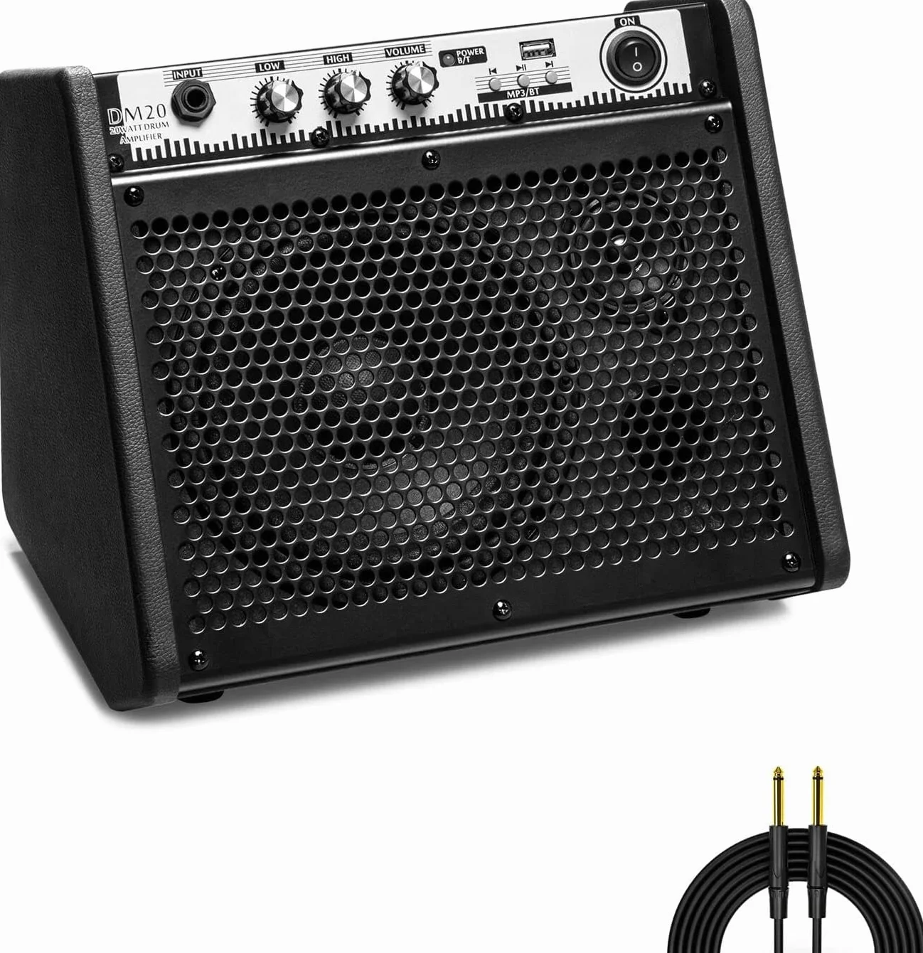 Coolmusic DM20 20W Amplificatore per monitor personale Bluetooth Amplificatore per batteria elettrica Altoparlante, tastiera e altoparlante per chitarra acustica (20W con cavo)