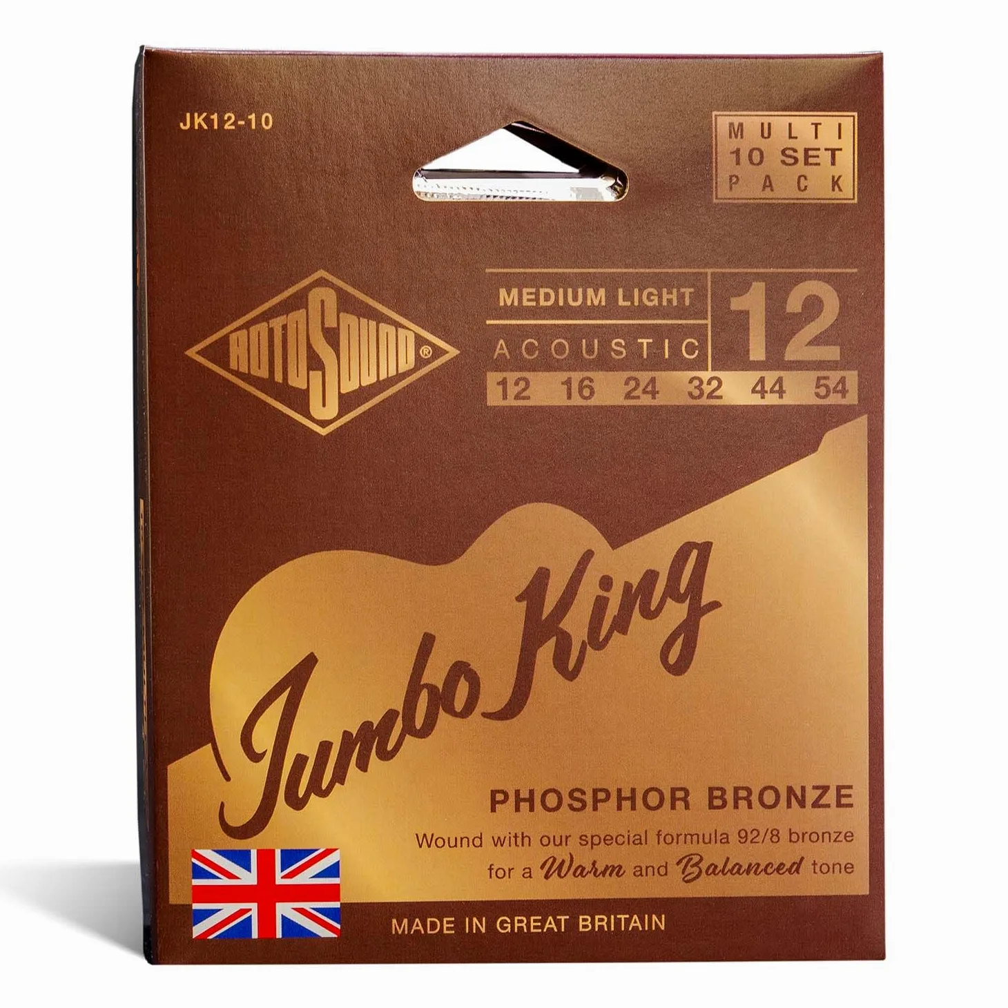 Rotosound JK12-10 Jumbo King - Corde per chitarra acustica, confezione da 10