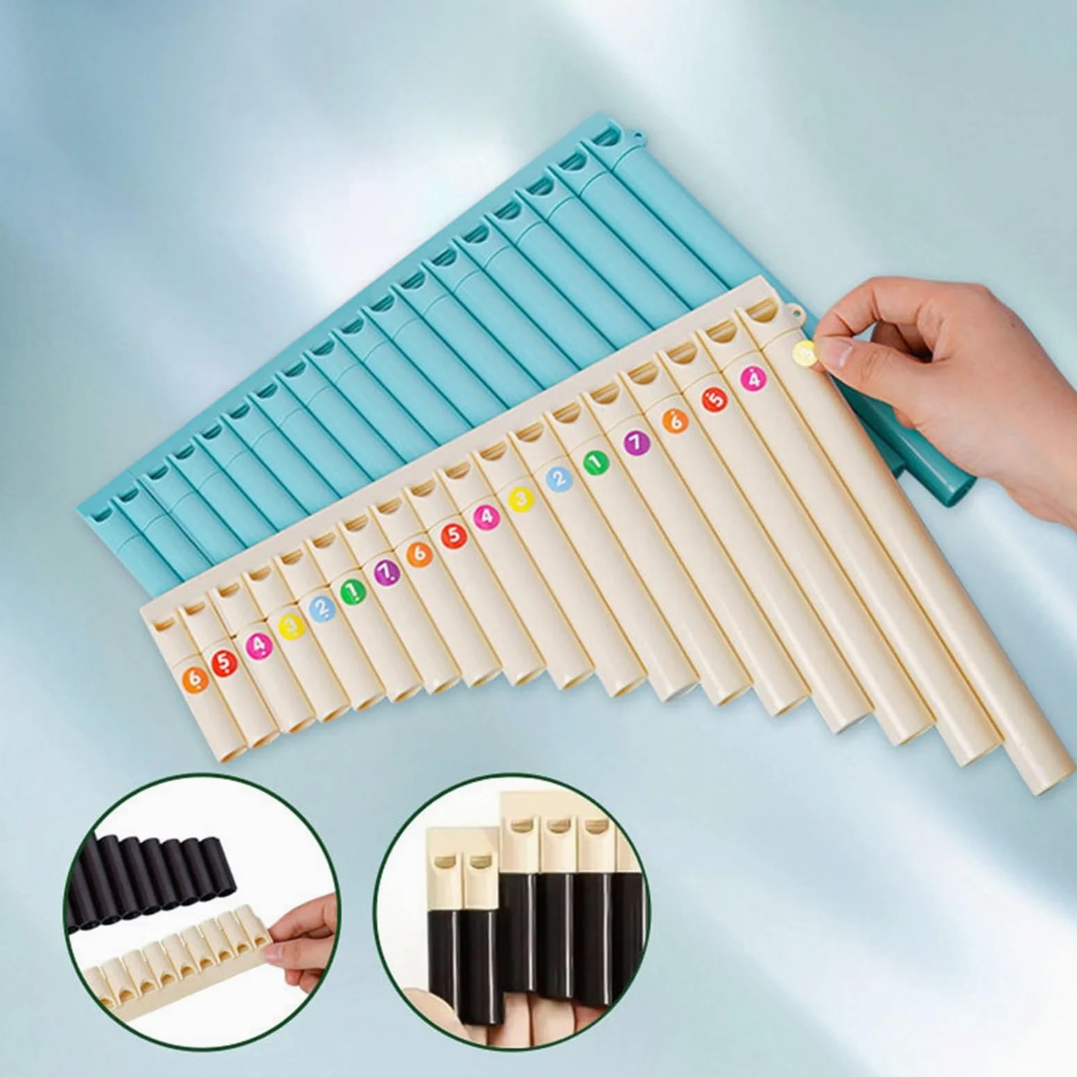 Flauto Di Pan Professionale Flauto Di Pan A 16 E 18 Canne Per Principianti E Adulti Pratica Professionale In Chiave Di Do(18 white)