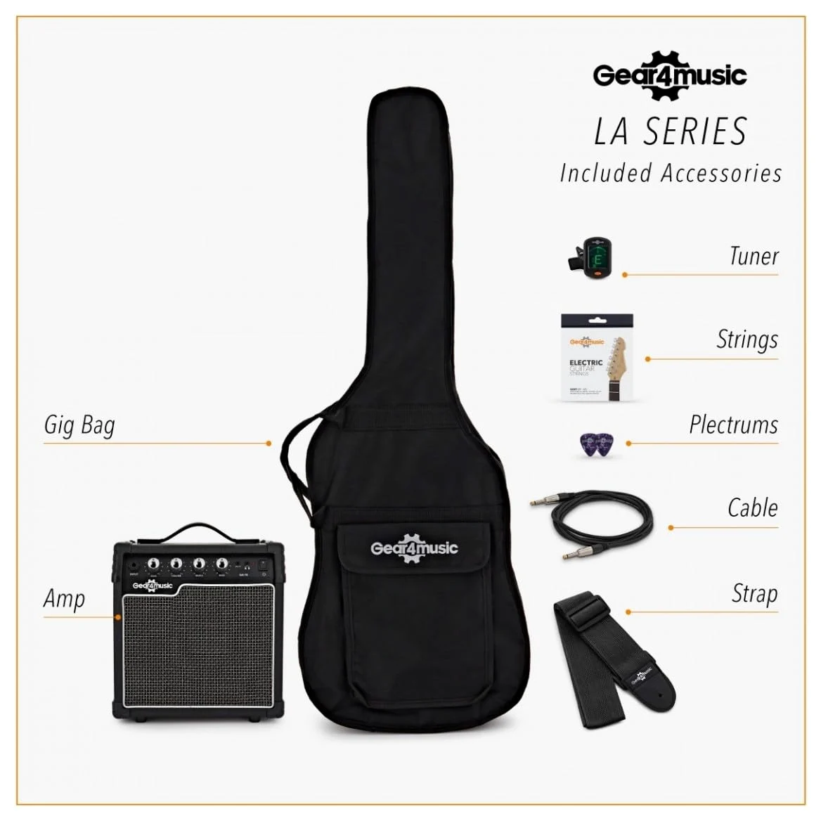 Chitarra Elettrica LA 3/4 Mancina Nera, Ampli 10W e Accessori | Per Giovani Mancini Principianti, Design Confortevole e Facile da Usare, Ampli Portatile con Uscita Cuffie, Custodia Inclusa