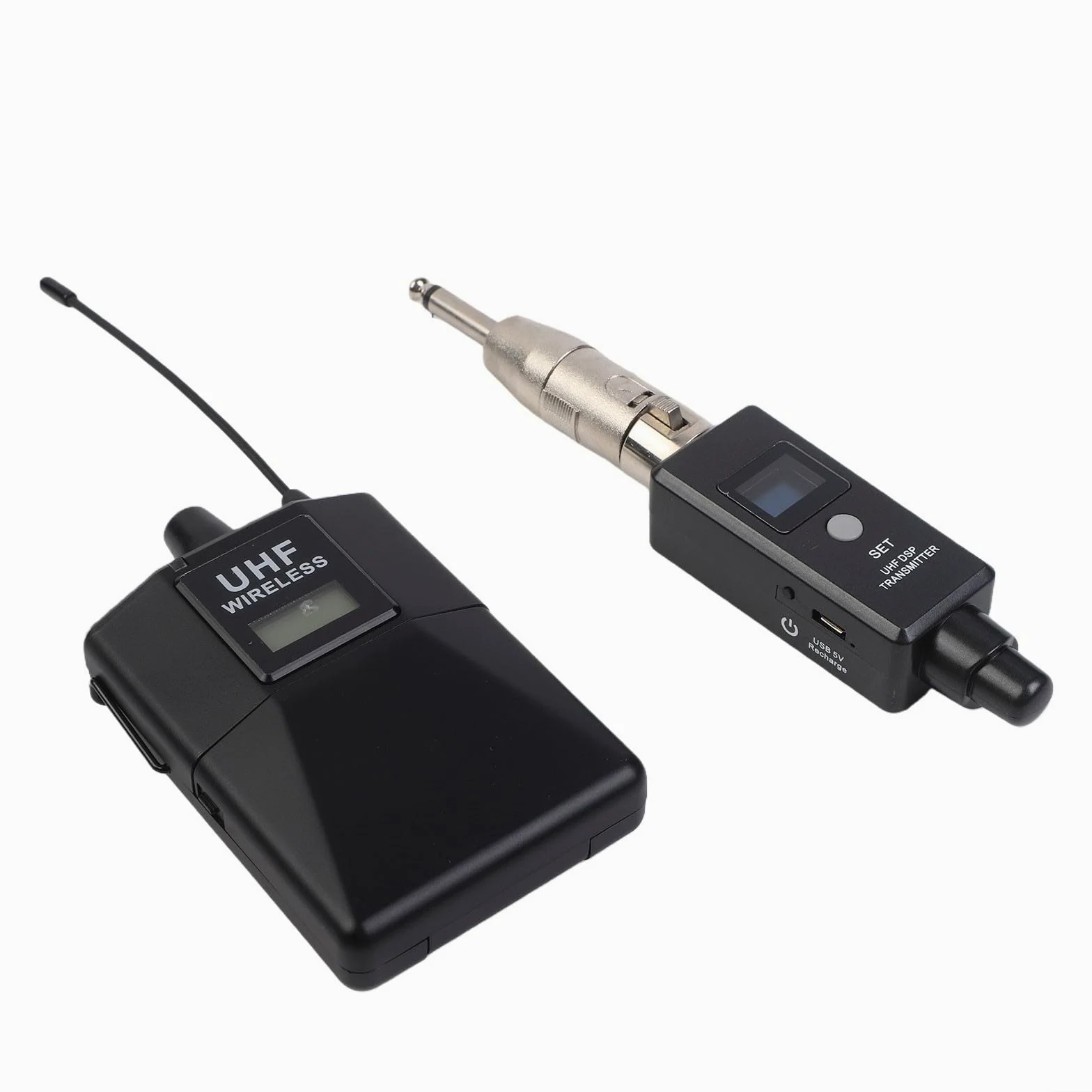 UHF - Sistema di monitor wireless in-ear con 20 canali, latenza < 5 ms per performance live e studio, audio HiFi 20 Hz-20 kHz, alloggiamento in ABS+metallo, compatto per cantanti e presentatori, nero