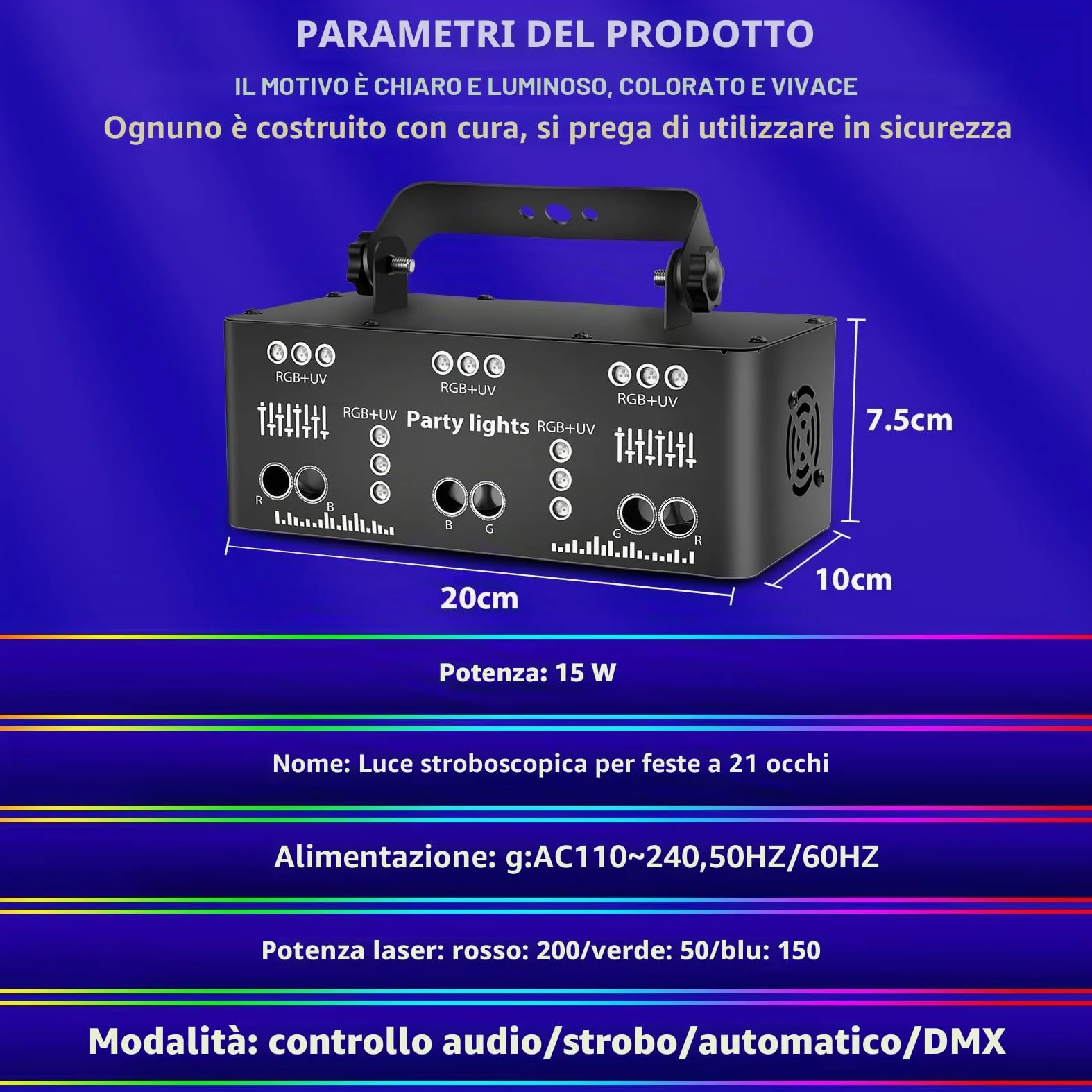 Luce discoteca Luce di Festa, DMX Effetti Luce LED RGB Proiettore DJ Musicale Controllato Luci Discoteca Per KTV Riunione Famiglia Matrimonio Compleanno Halloween