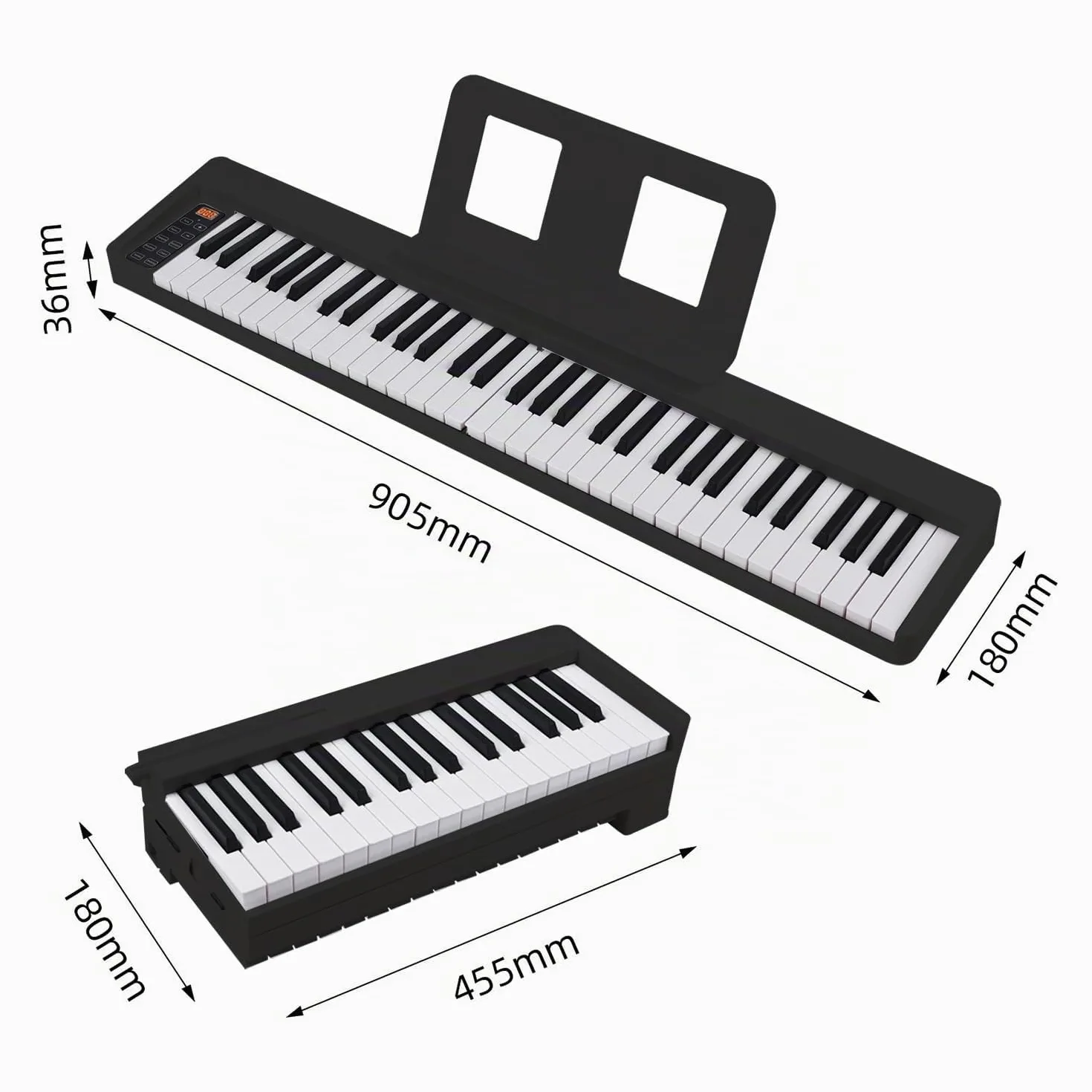 Pianola per Scuola Media，Tastiera 61 Tasti，Pieghevole Tastiera Elettronica Portatile, con Tasti a Grandezza Standard Leggio Pedale Sustain MIDI Bluetooth e Borsa