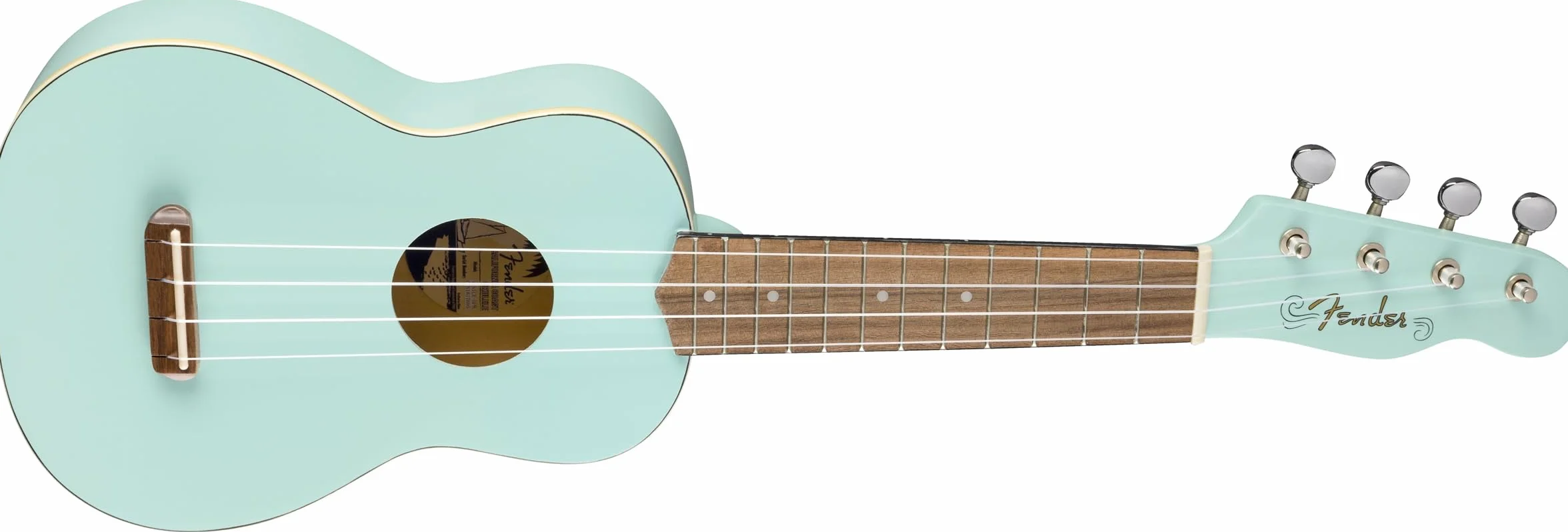 Fender Venice Ukulele Soprano, Daphne Blue, Tastiera in Noce, Design Leggero, Stile Classico, Include Lezioni Virtuali Gratuite