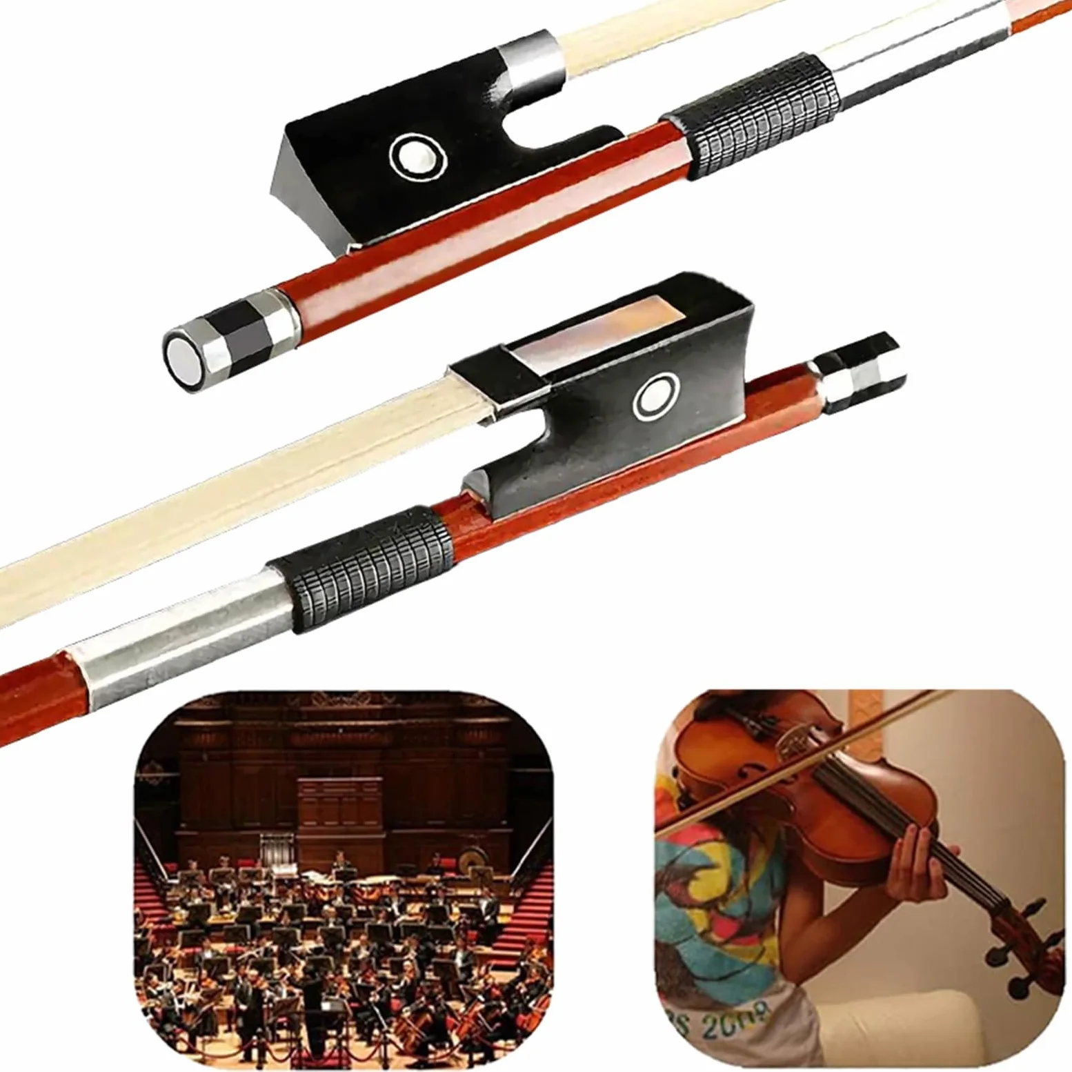 Professional 4/4 archetto in pernambuco Nasetto in ebano violino Arbor crine di cavallo bianco 4/4 Brazilwood