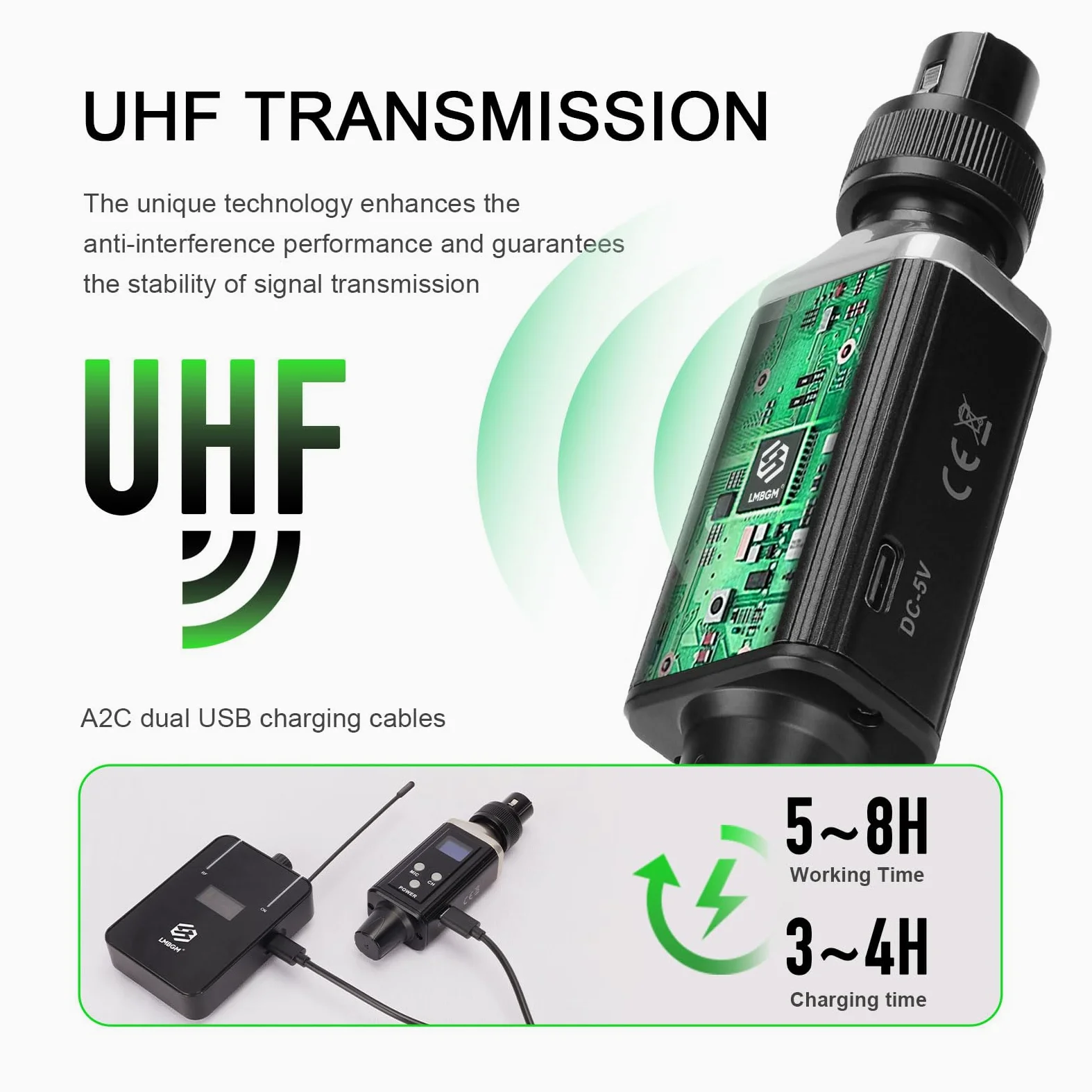 AR9 UHF Mono Wireless Monitor Pro System Transmitter and Beltpack Receiver for Studio, Band Rehearsal and Live Performance (AR9 Pro-1)