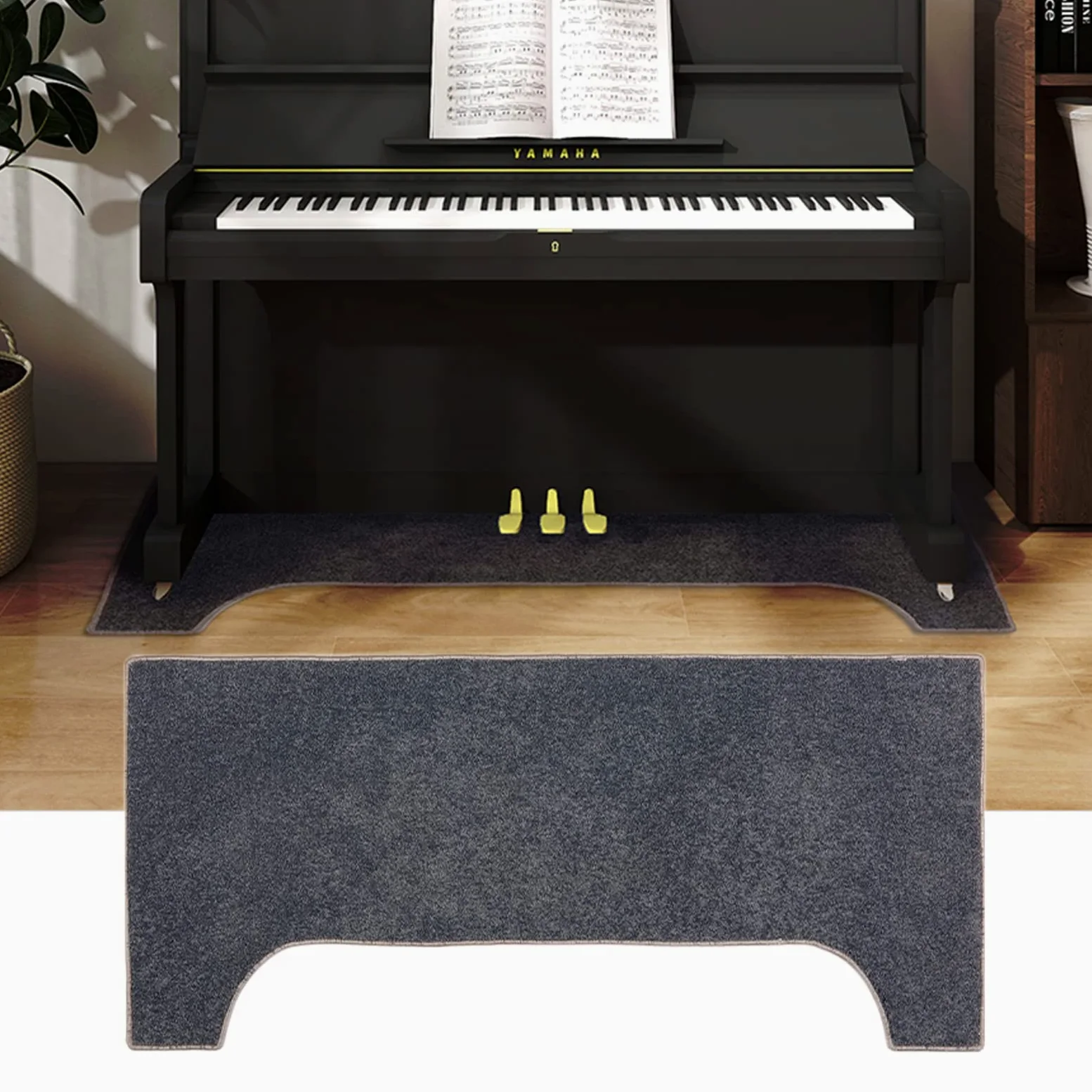 Tappetino Insonorizzato per Pianoforte, Moquette Acustica/Isolamento Acustico, Antiderapante 160x70 cm (Grigio)